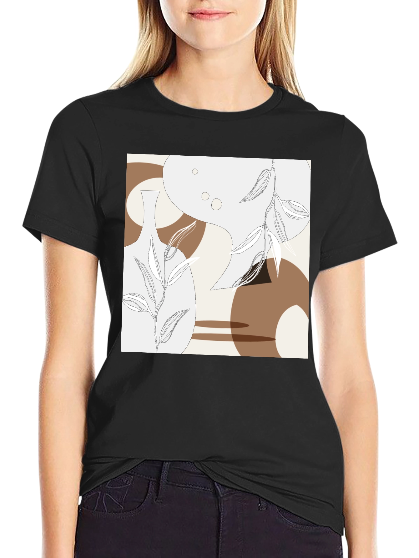 Abstract Floral T-Shirt - Modern Botanical Design