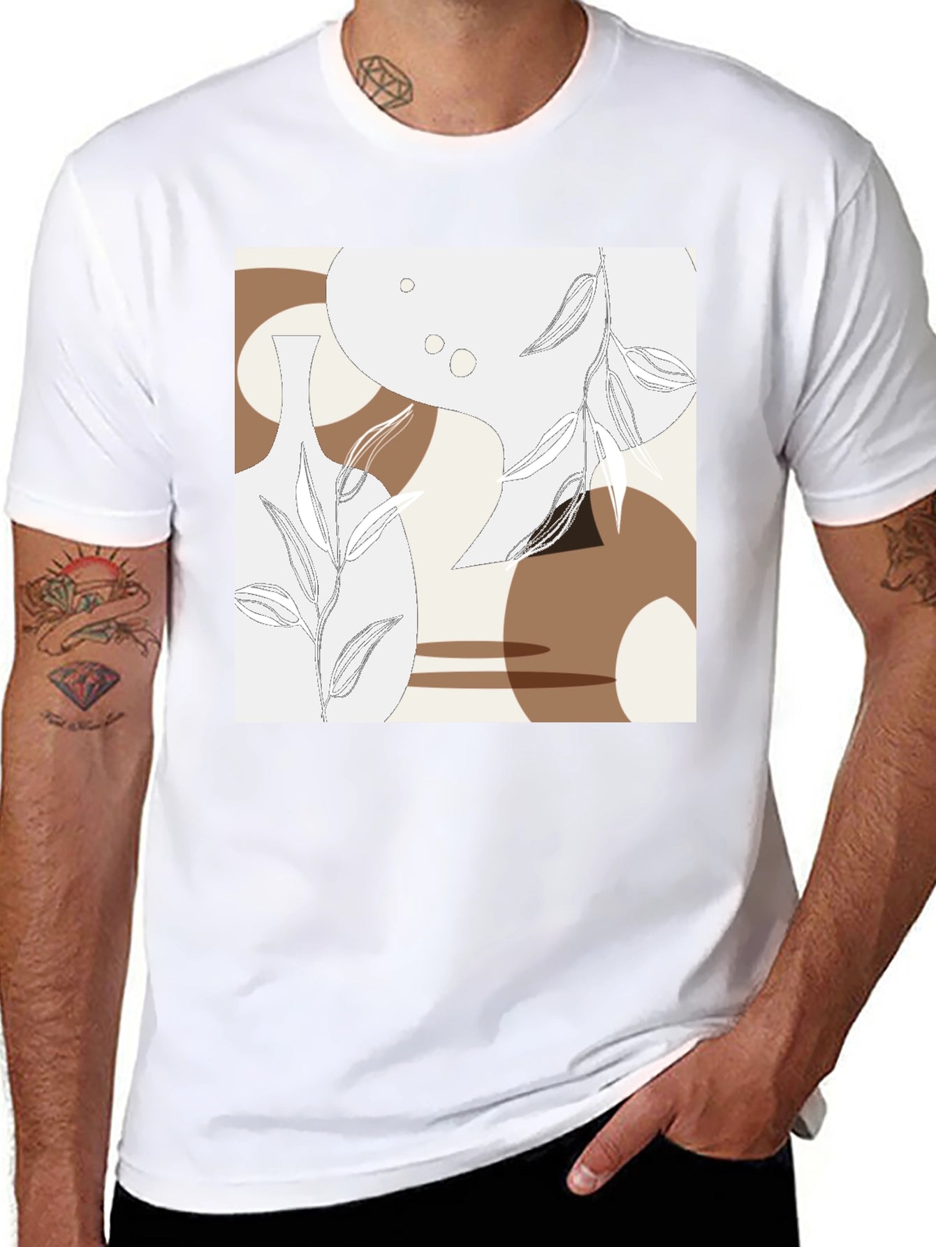 Abstract Floral T-Shirt - Modern Botanical Design