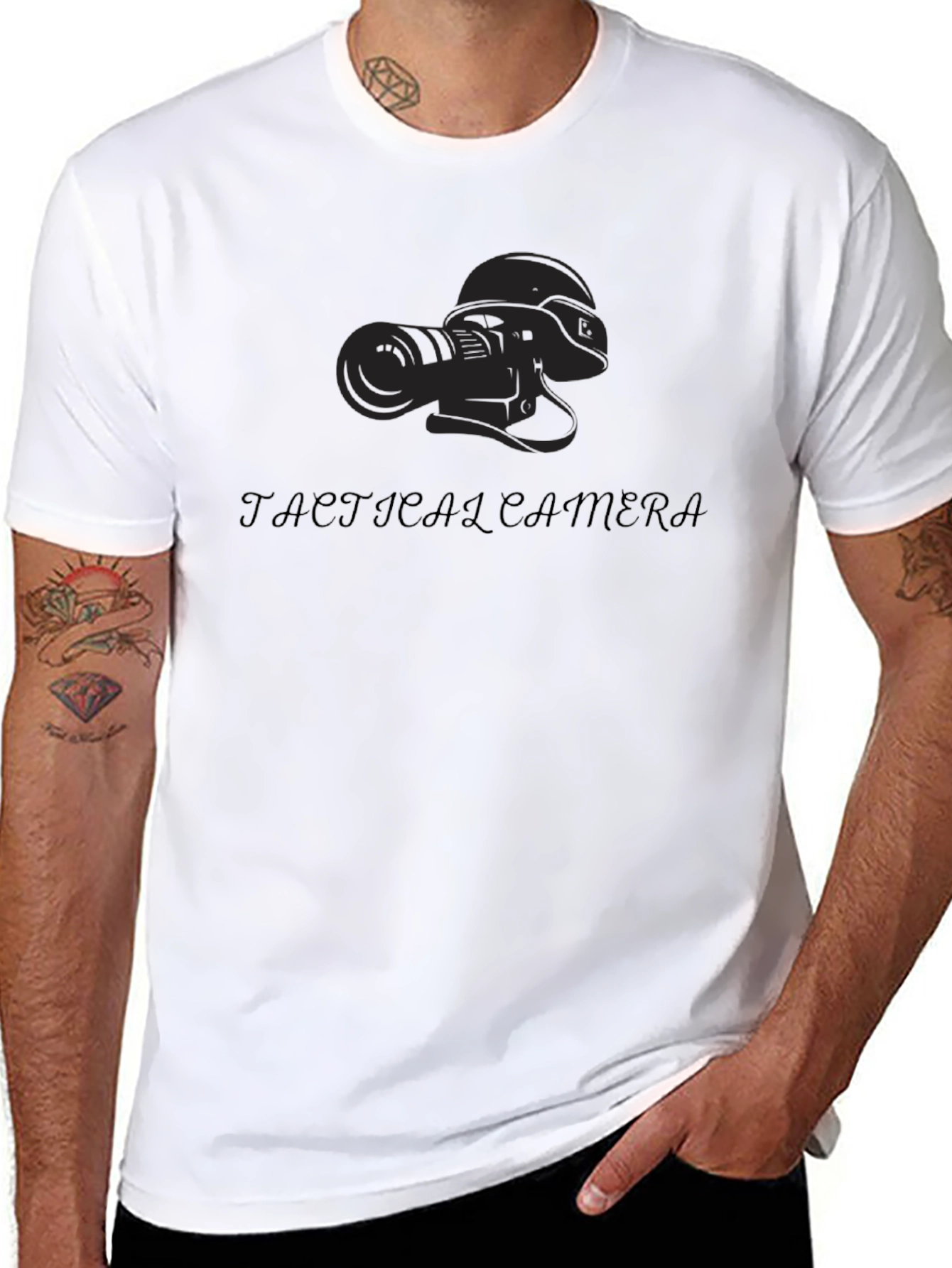 Tactical Camera Graphic Tee - Premium Black T-Shirt