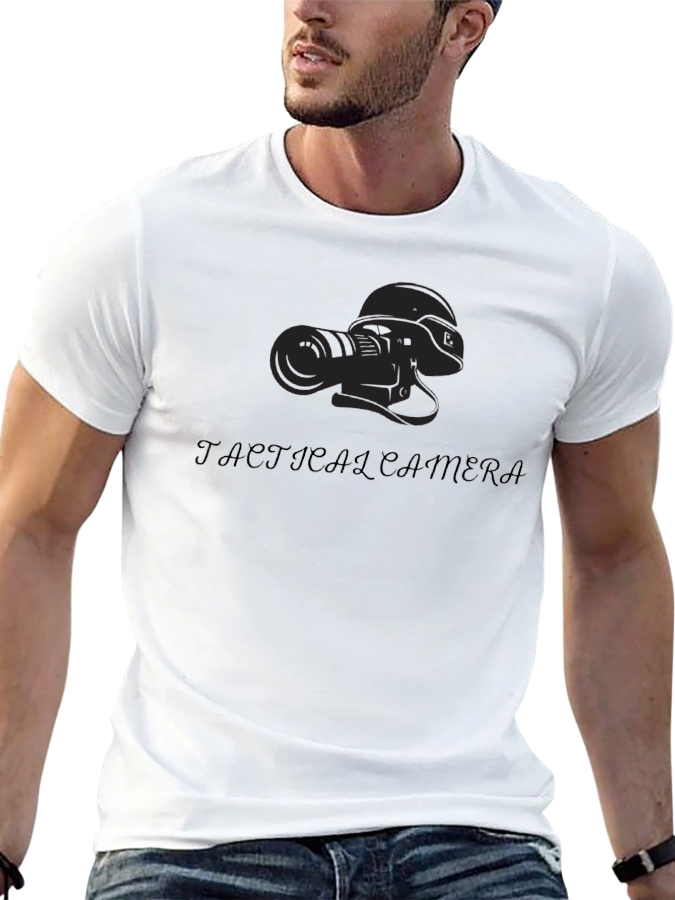 Tactical Camera Graphic Tee - Premium Black T-Shirt