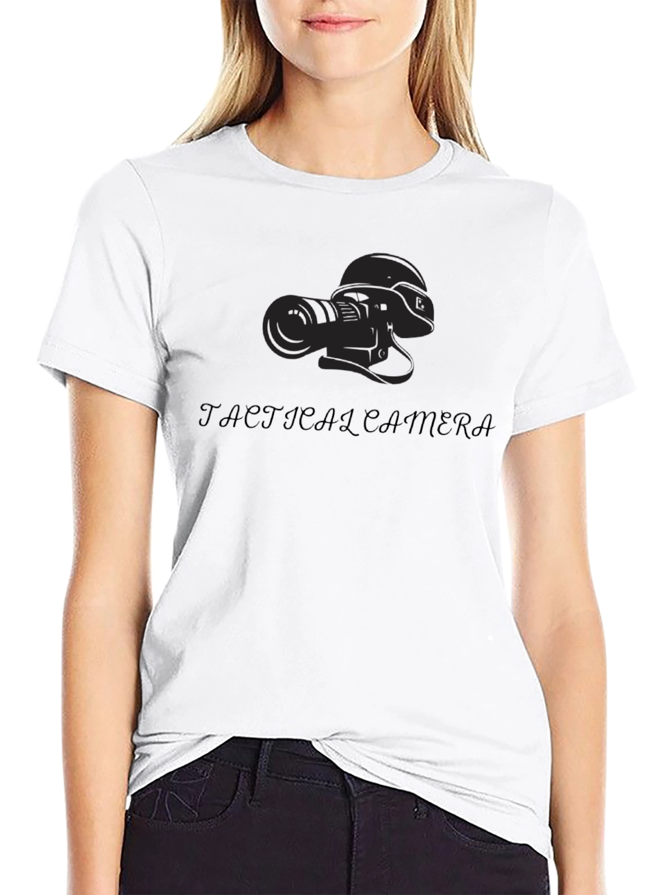 Tactical Camera Graphic Tee - Premium Black T-Shirt