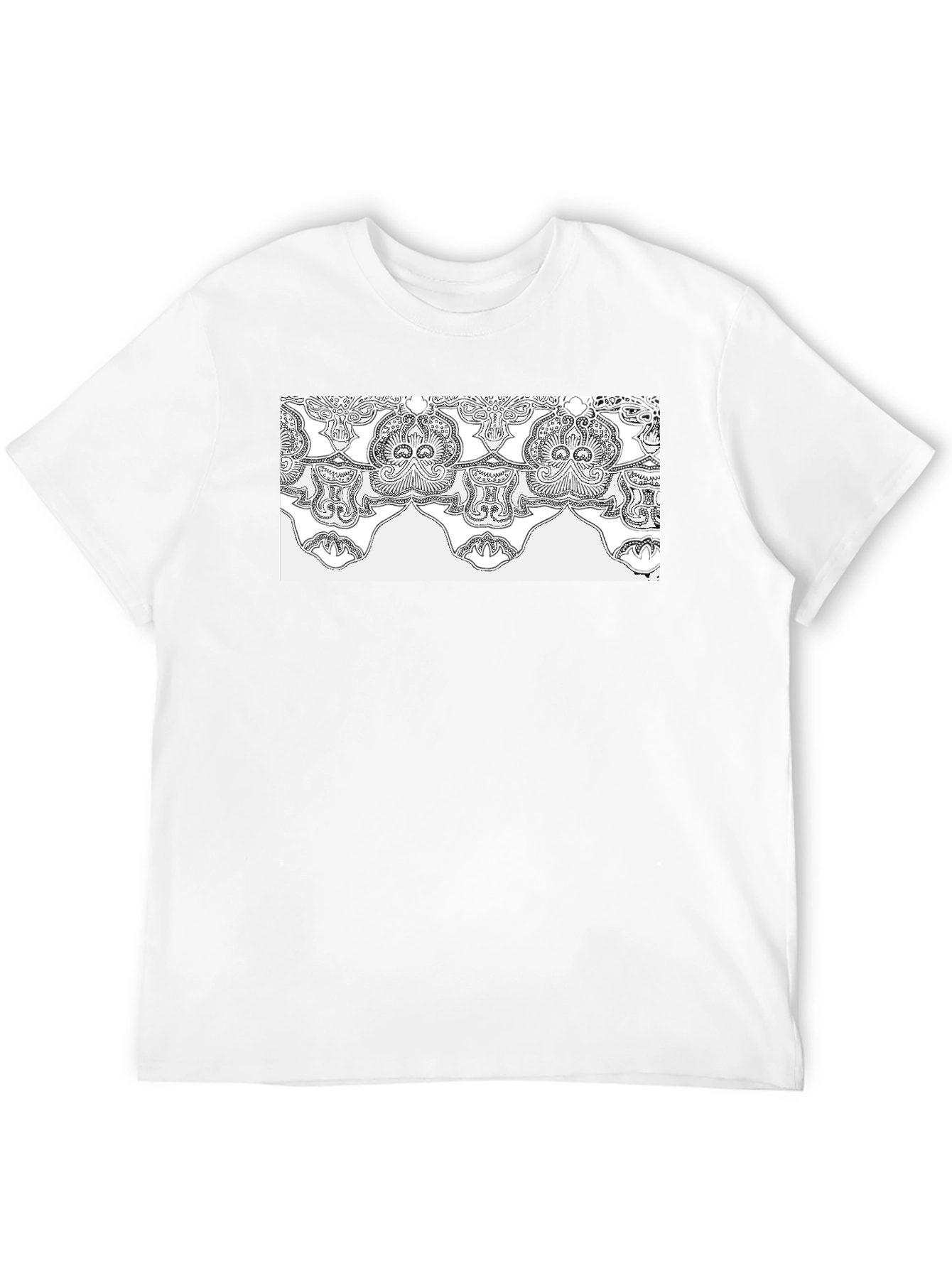 Elegant Black Tee with Ornamental Pattern