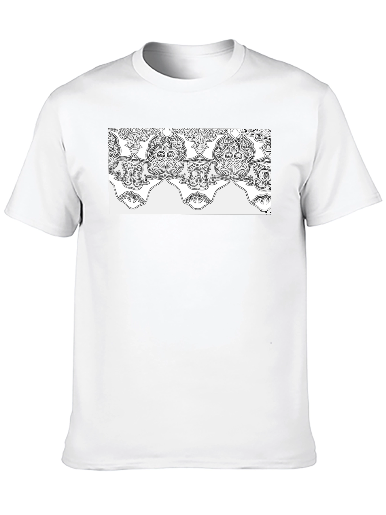 Elegant Black Tee with Ornamental Pattern