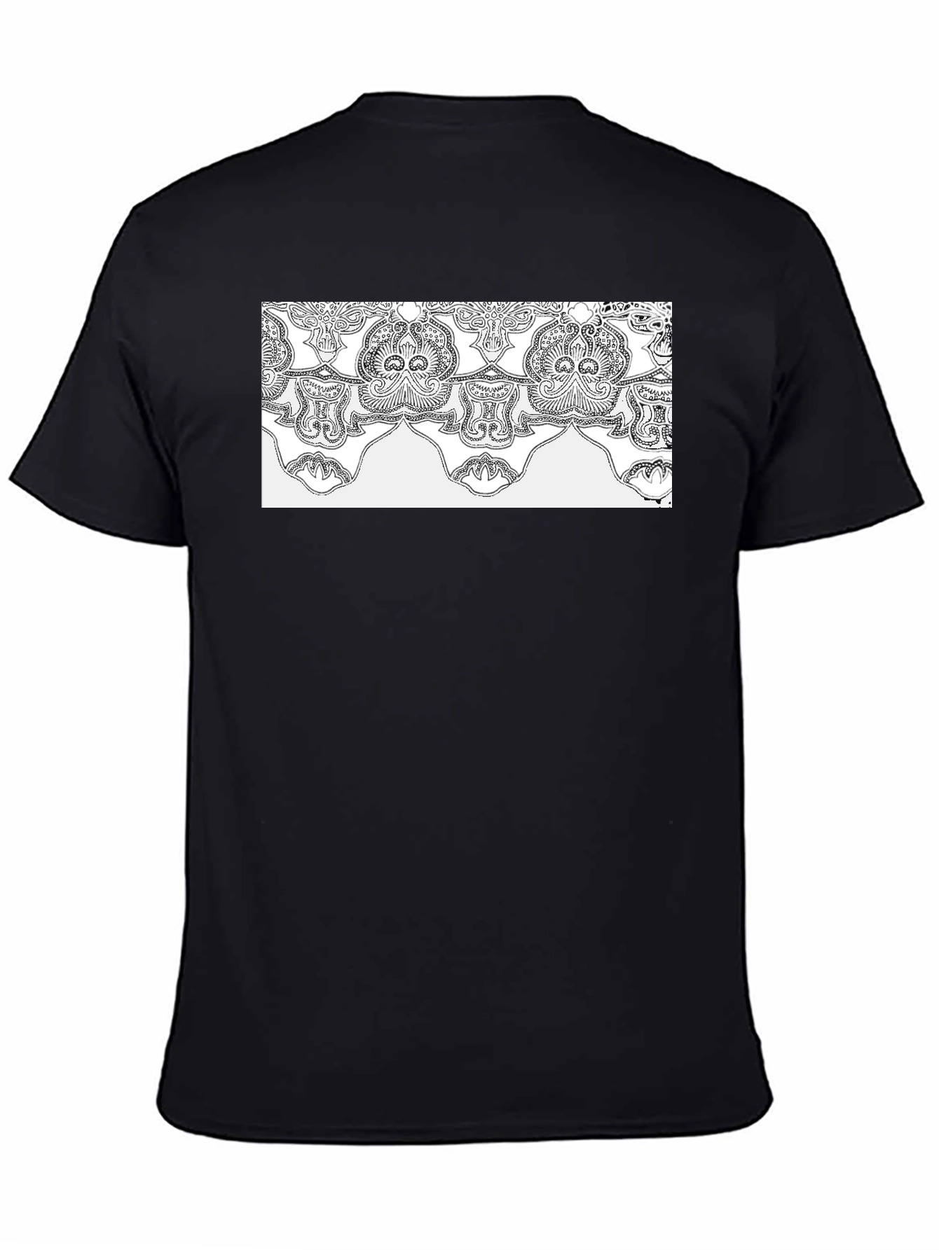 Elegant Black Tee with Ornamental Pattern