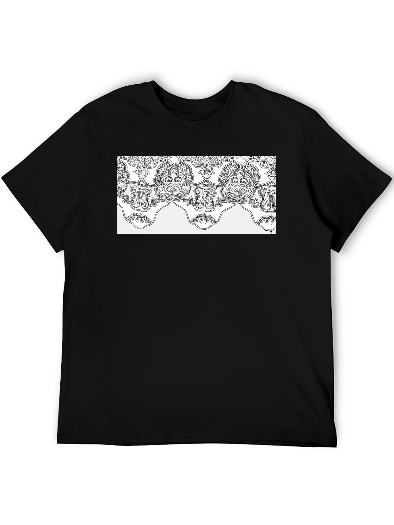 Elegant Black Tee with Ornamental Pattern