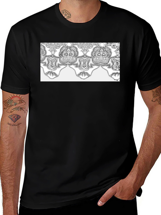 Elegant Black Tee with Ornamental Pattern