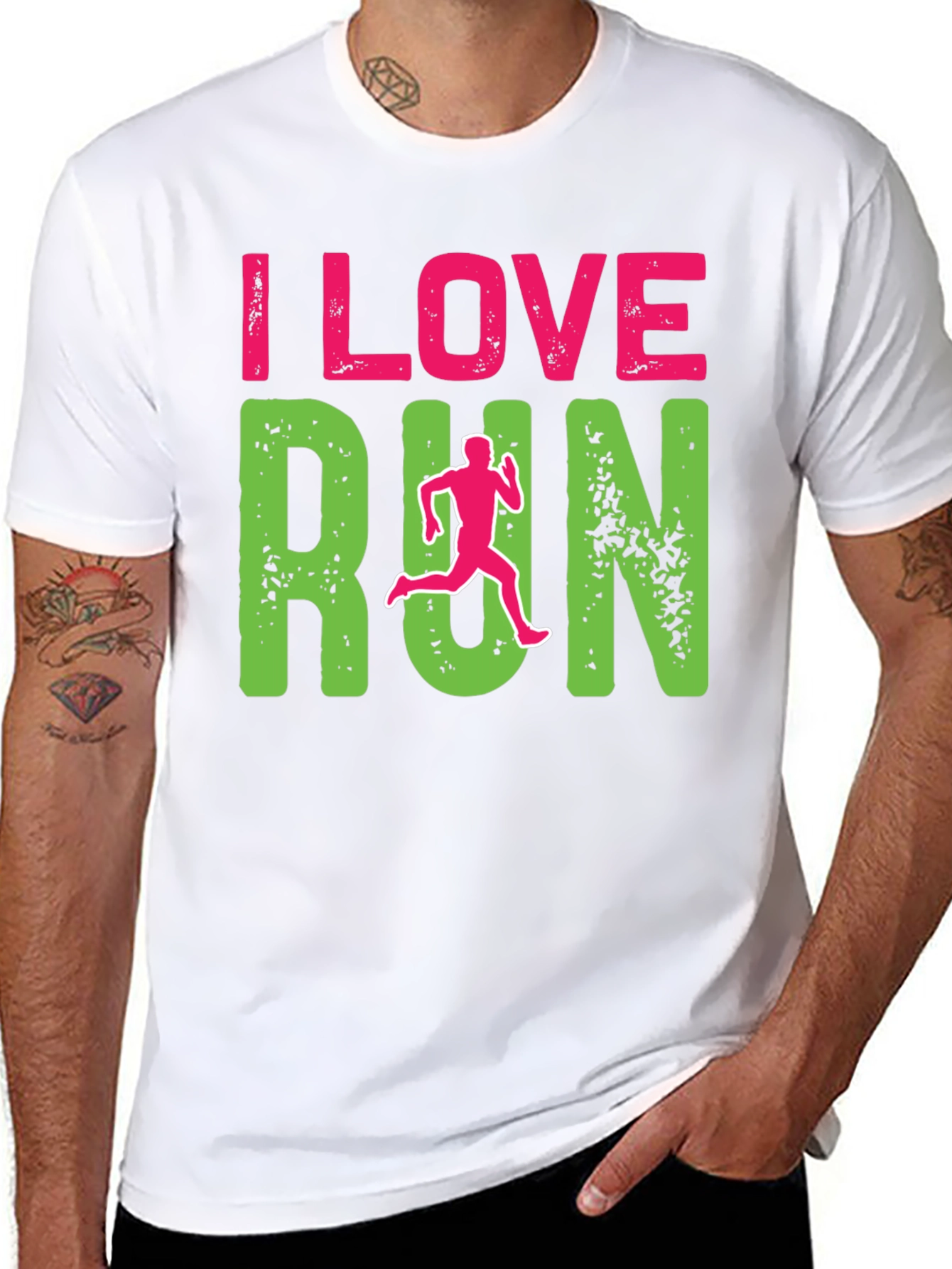 I Love Run Graphic Print Black T-Shirt