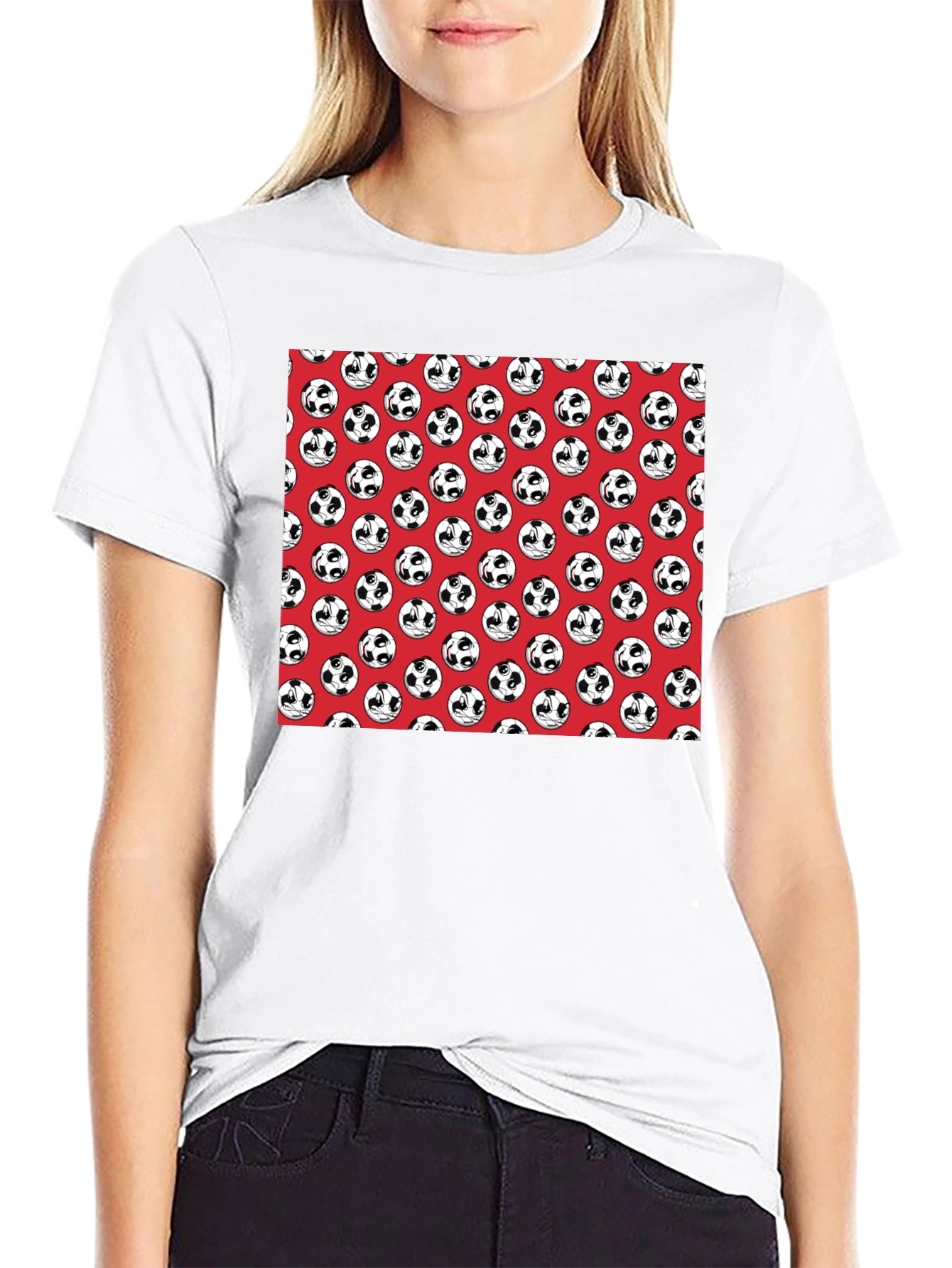 Panda Soccer Ball Pattern Mens Black T-Shirt