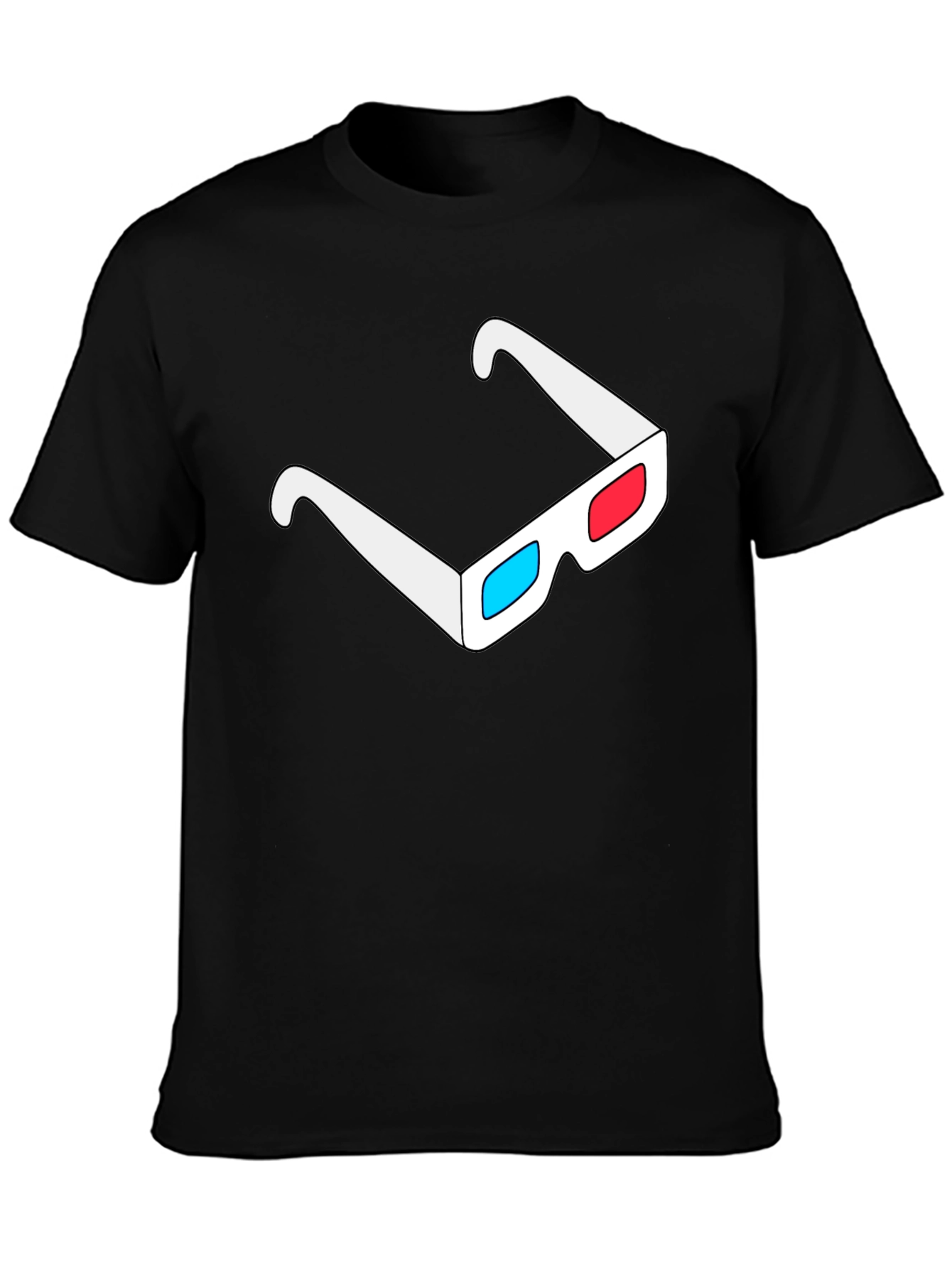 3D Glasses Graphic Tee - Cool Black T-Shirt