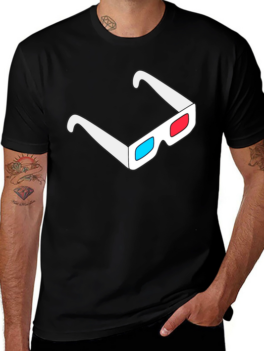 3D Glasses Graphic Tee - Cool Black T-Shirt