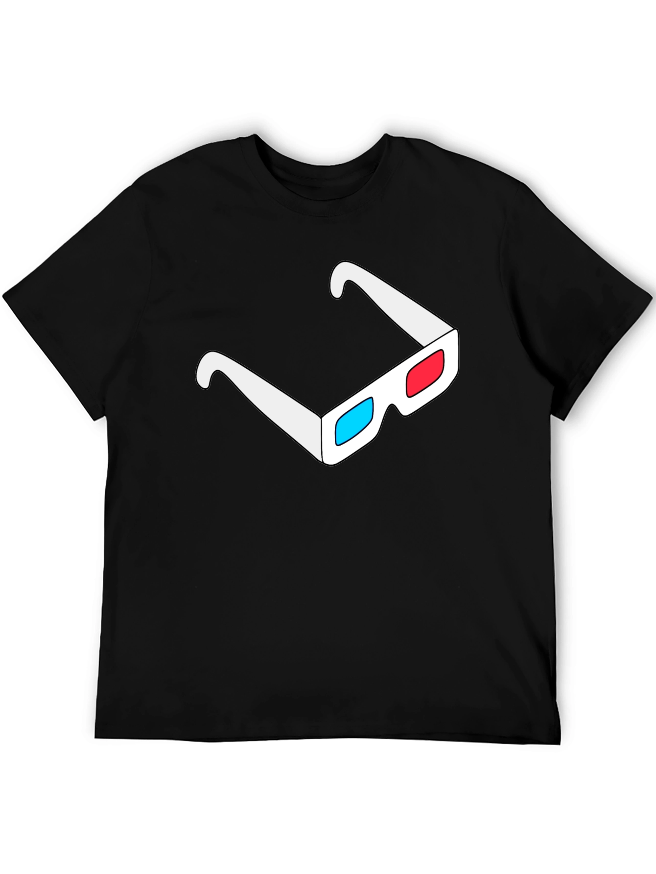 3D Glasses Graphic Tee - Cool Black T-Shirt