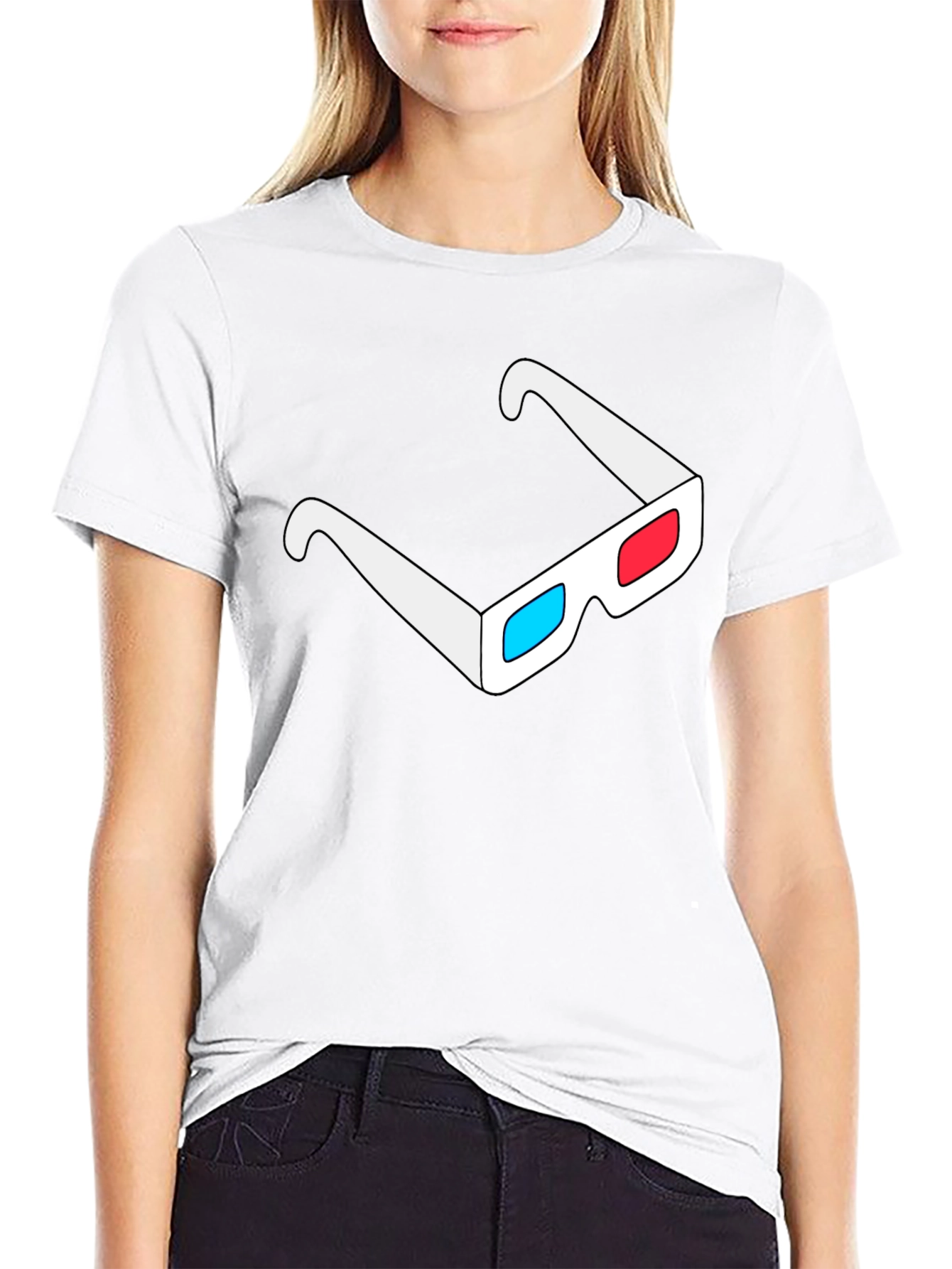 3D Glasses Graphic Tee - Cool Black T-Shirt