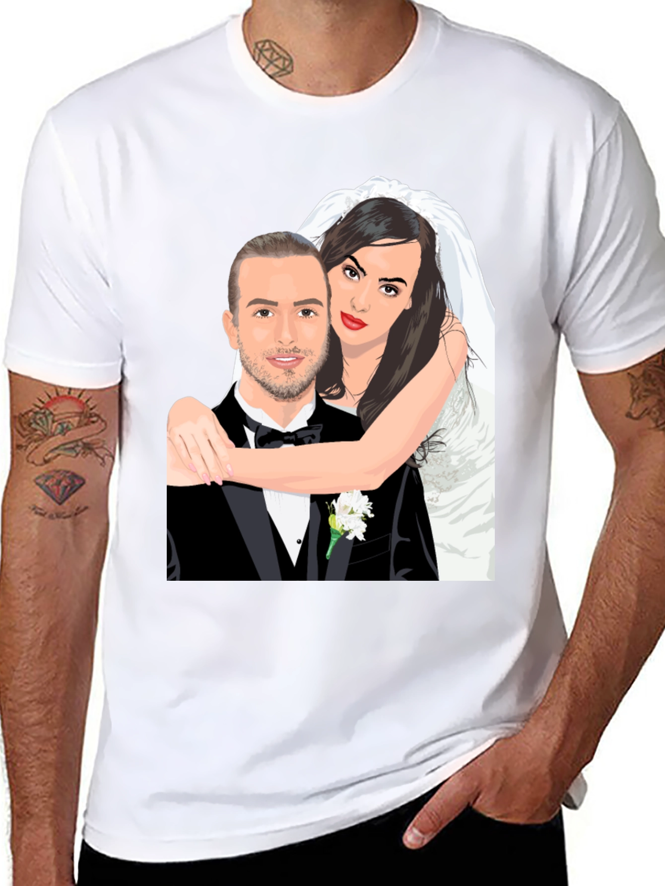 Cartoon Wedding Portrait T-Shirt