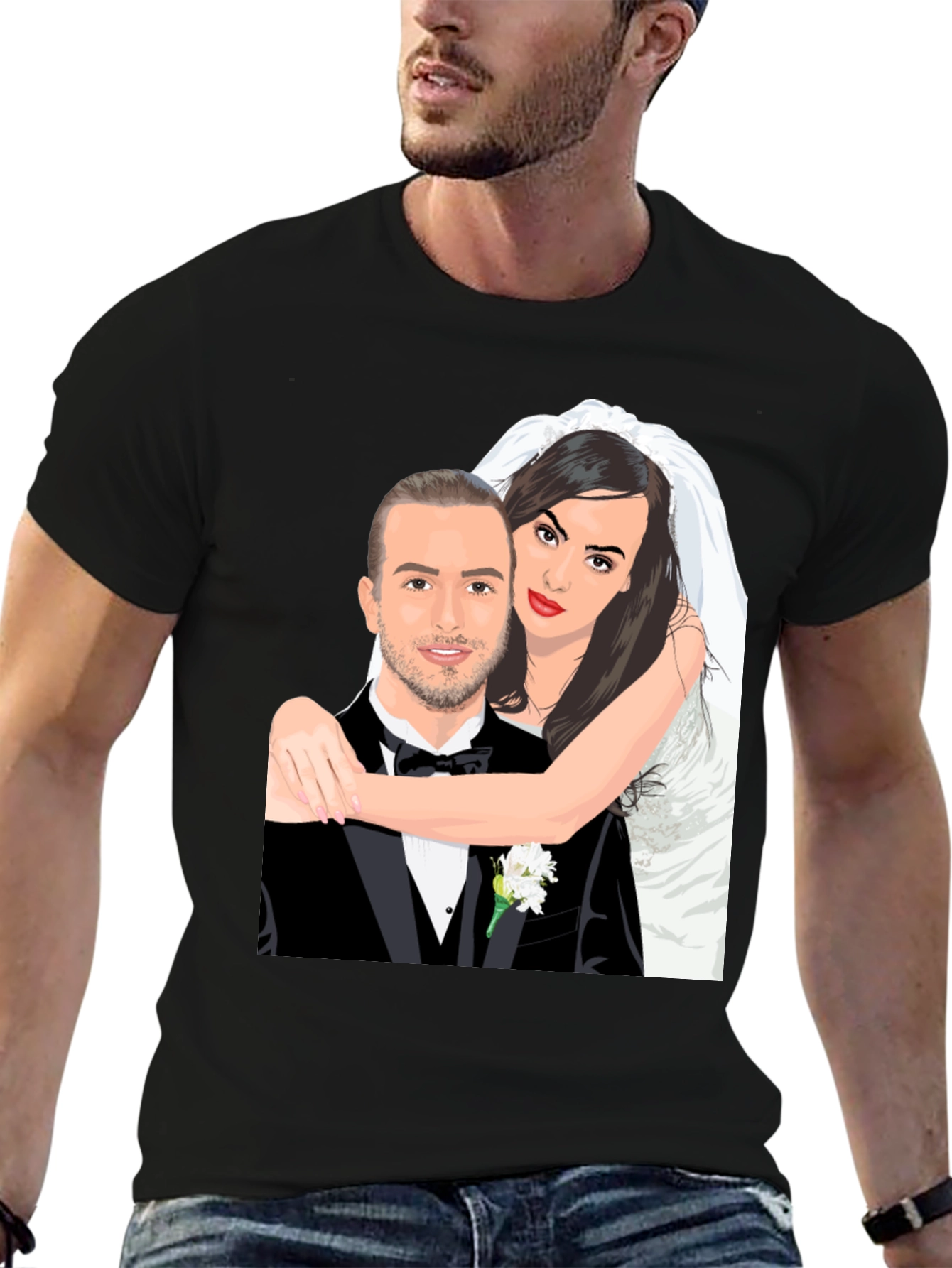 Cartoon Wedding Portrait T-Shirt