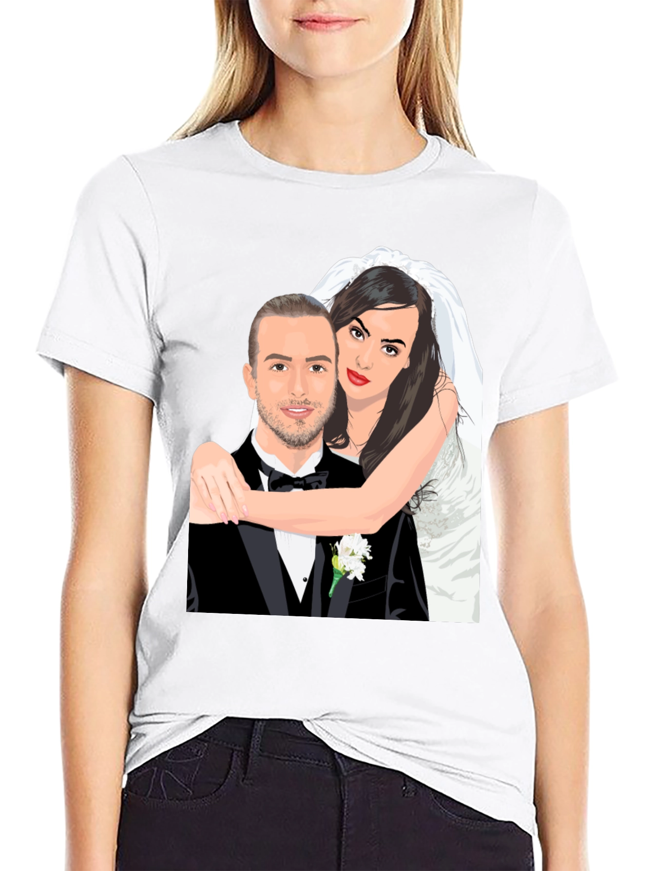 Cartoon Wedding Portrait T-Shirt