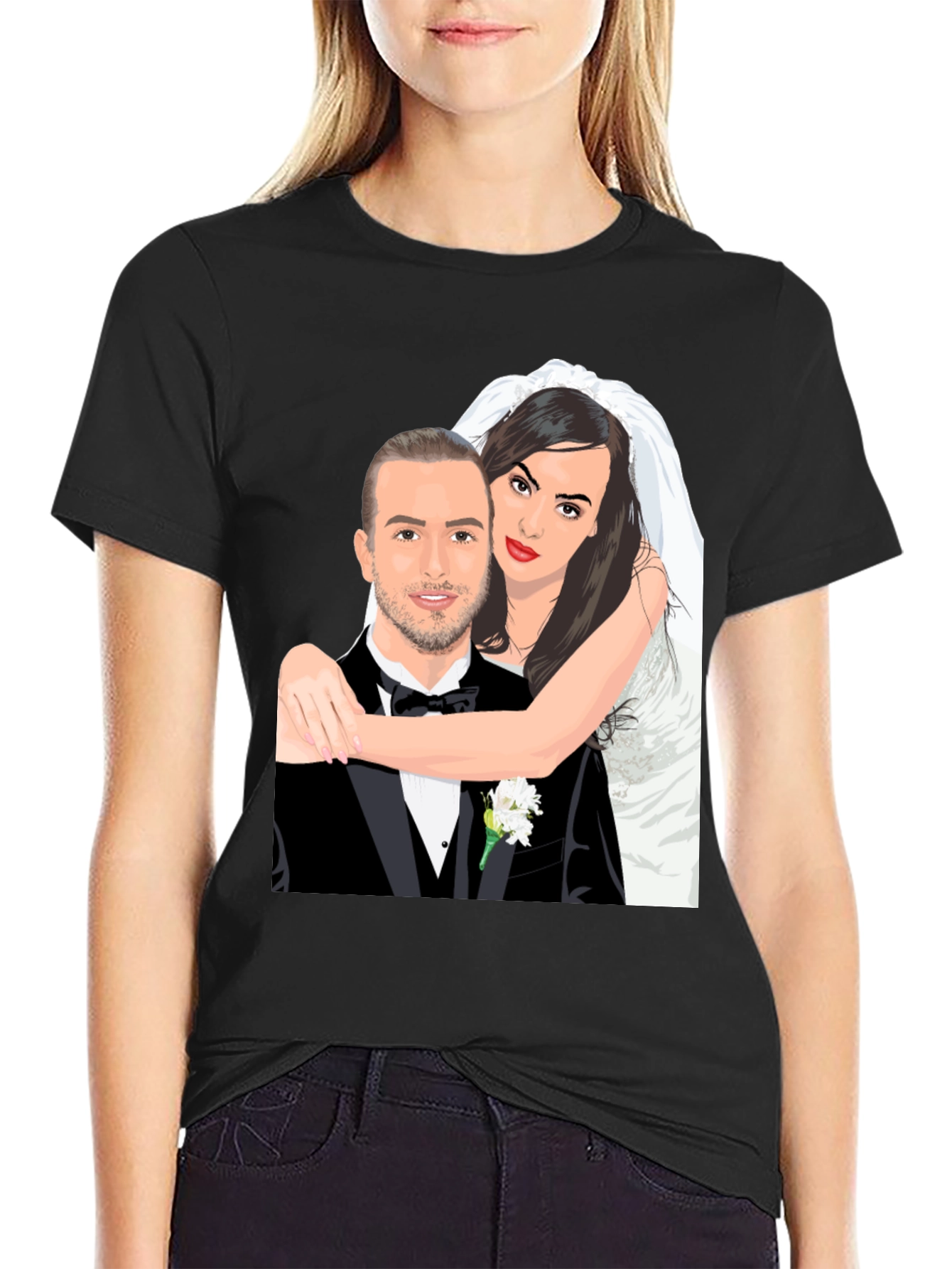 Cartoon Wedding Portrait T-Shirt