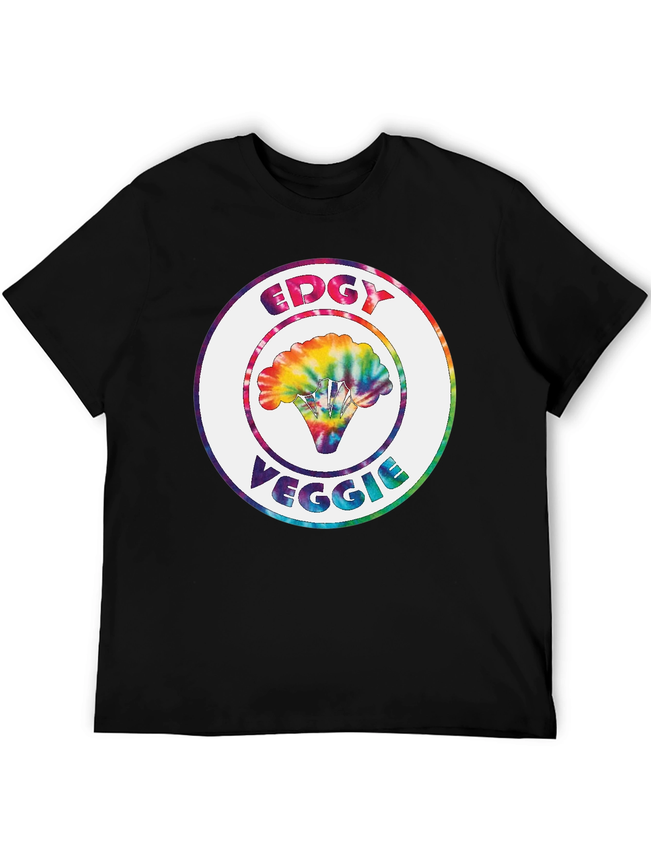 Edgy Veggie Graphic Tee - Tie Dye Broccoli Design