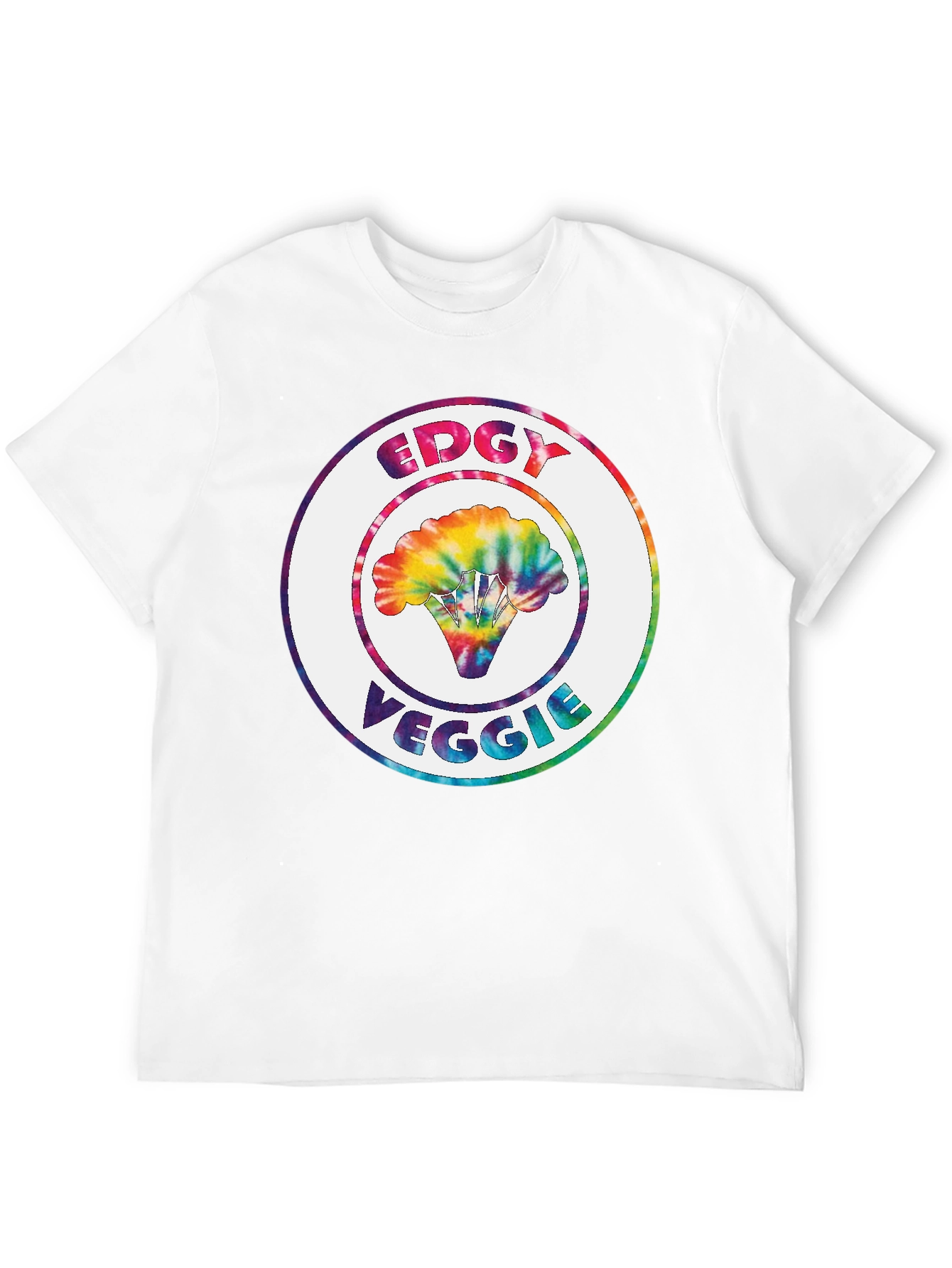 Edgy Veggie Graphic Tee - Tie Dye Broccoli Design