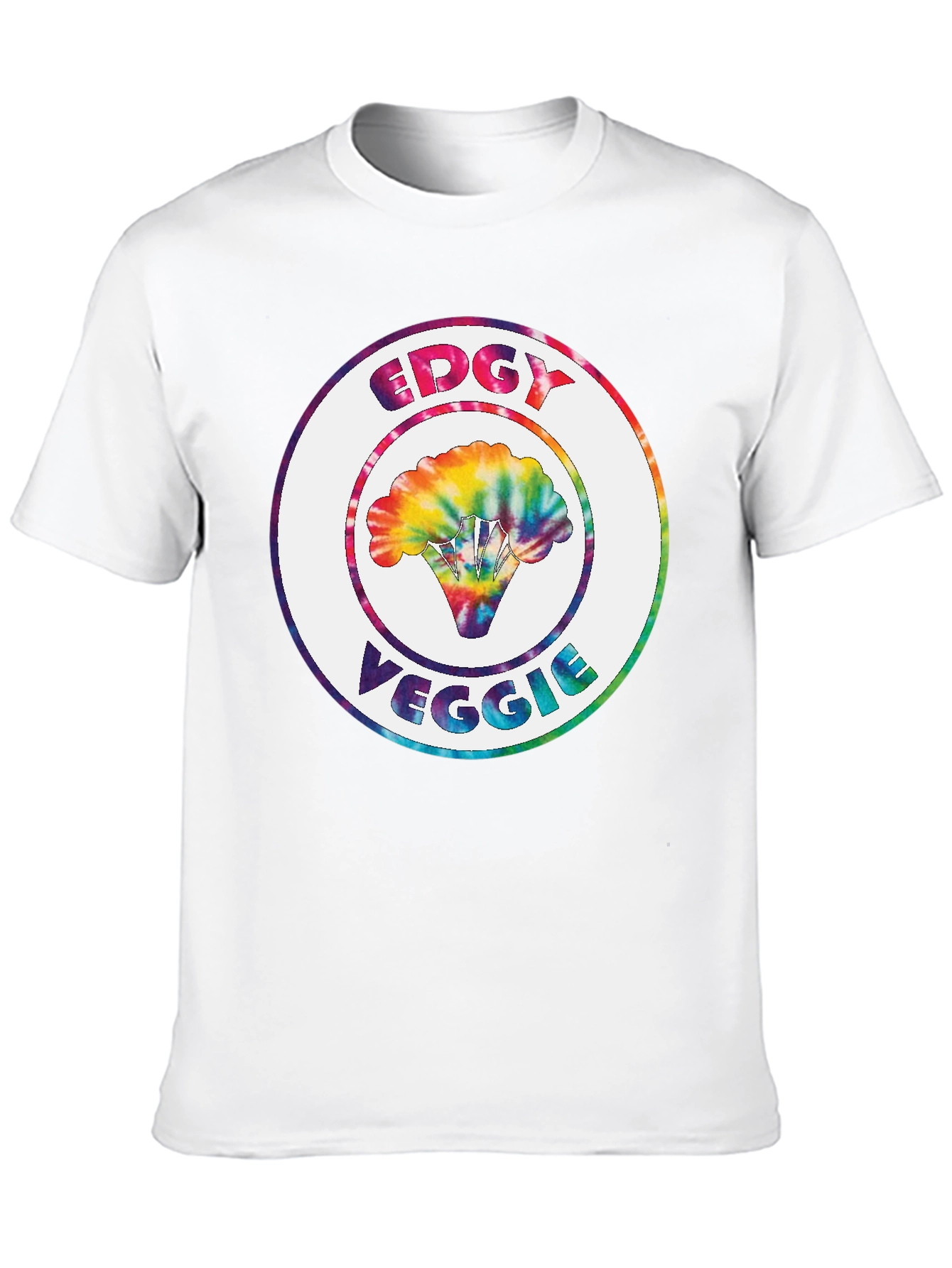 Edgy Veggie Graphic Tee - Tie Dye Broccoli Design