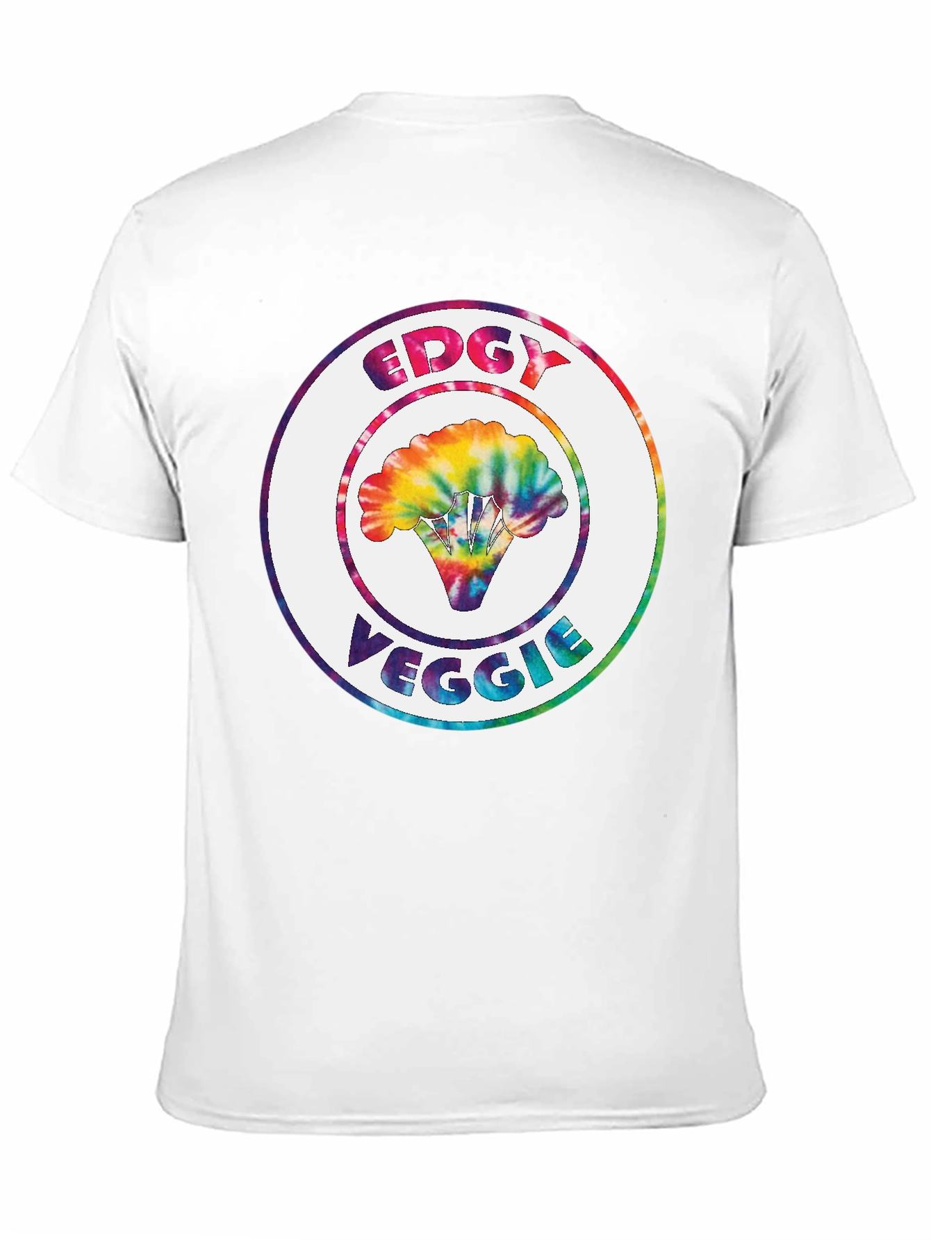 Edgy Veggie Graphic Tee - Tie Dye Broccoli Design