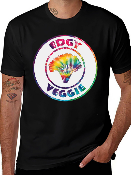 Edgy Veggie Graphic Tee - Tie Dye Broccoli Design
