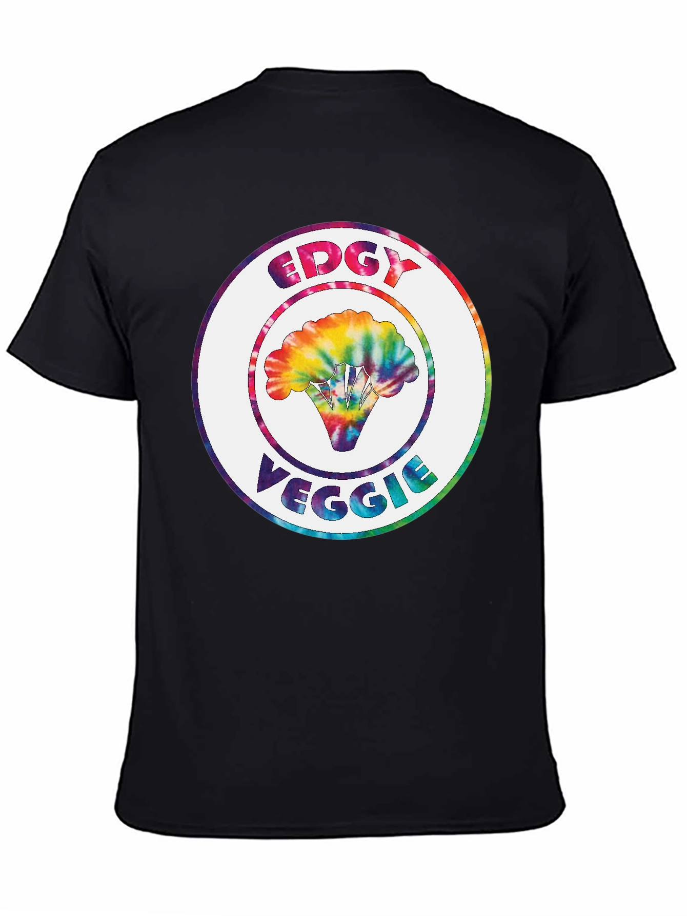 Edgy Veggie Graphic Tee - Tie Dye Broccoli Design