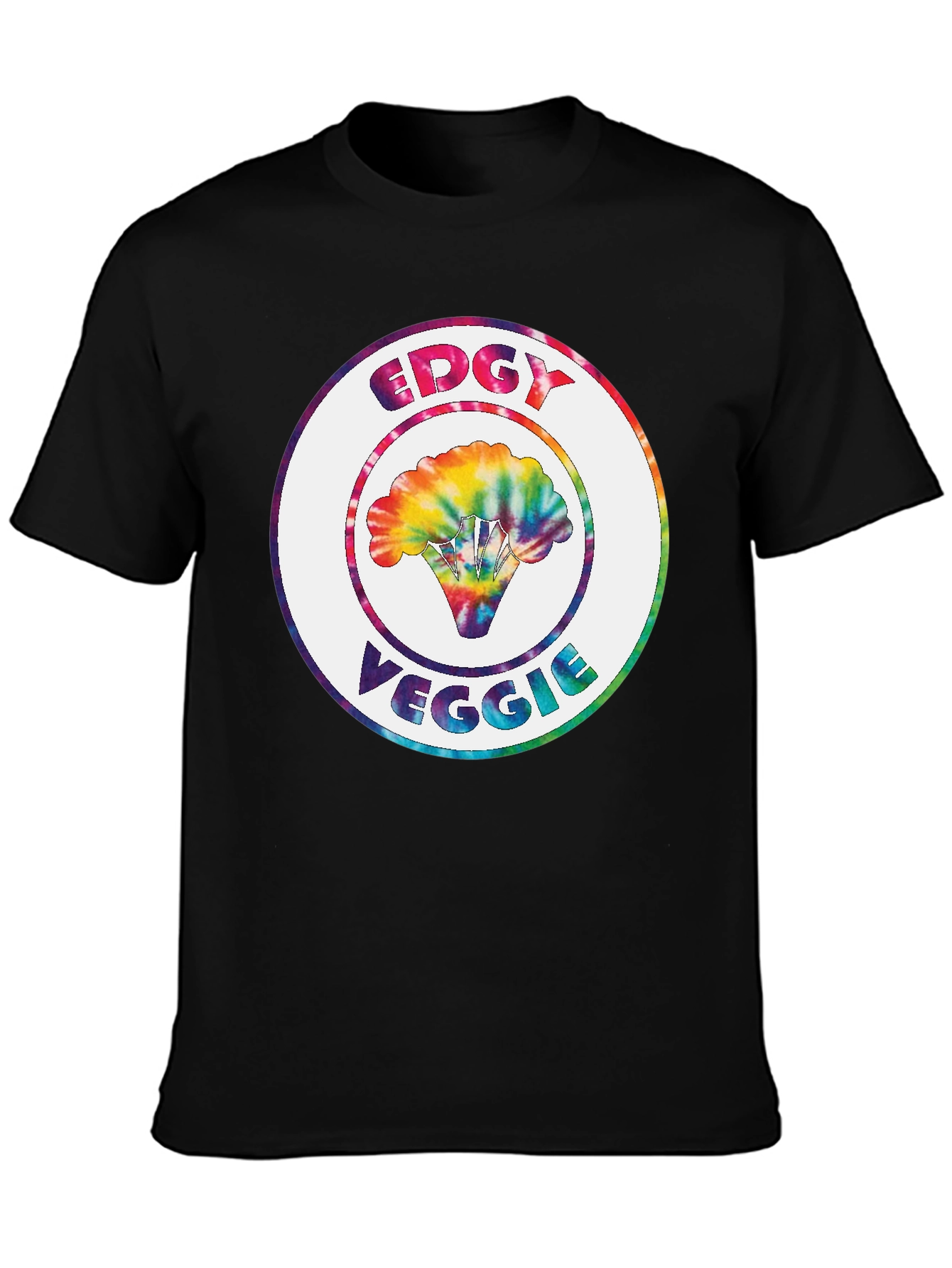 Edgy Veggie Graphic Tee - Tie Dye Broccoli Design