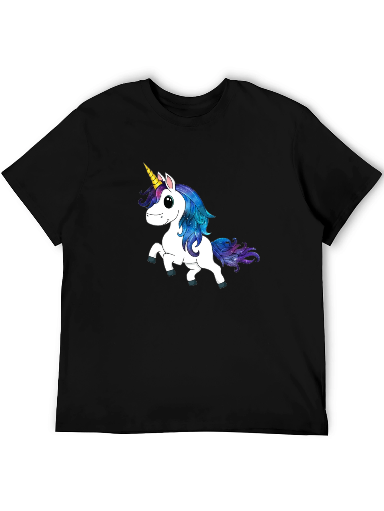 Unicorn Graphic Print Black T-Shirt