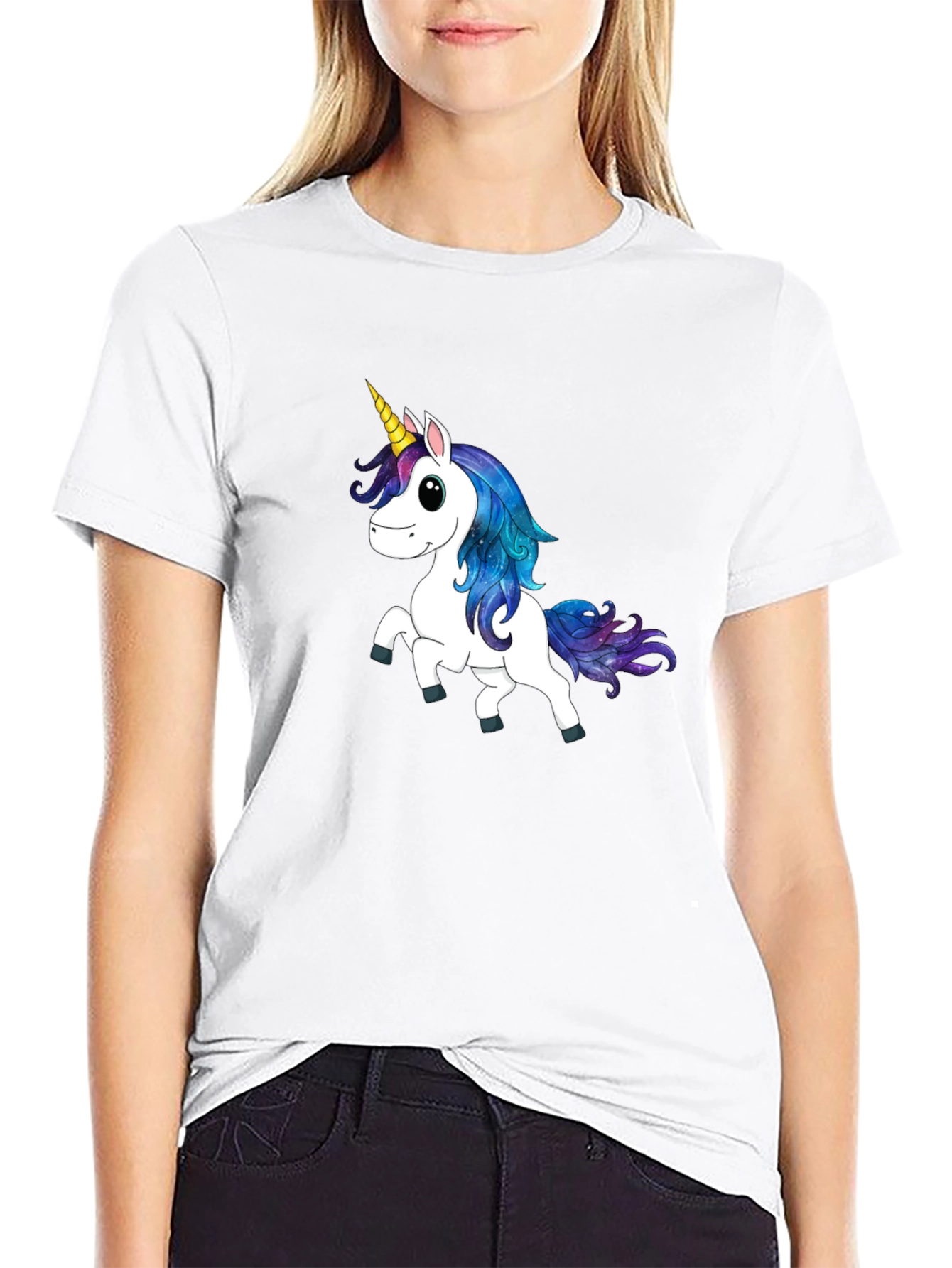 Unicorn Graphic Print Black T-Shirt