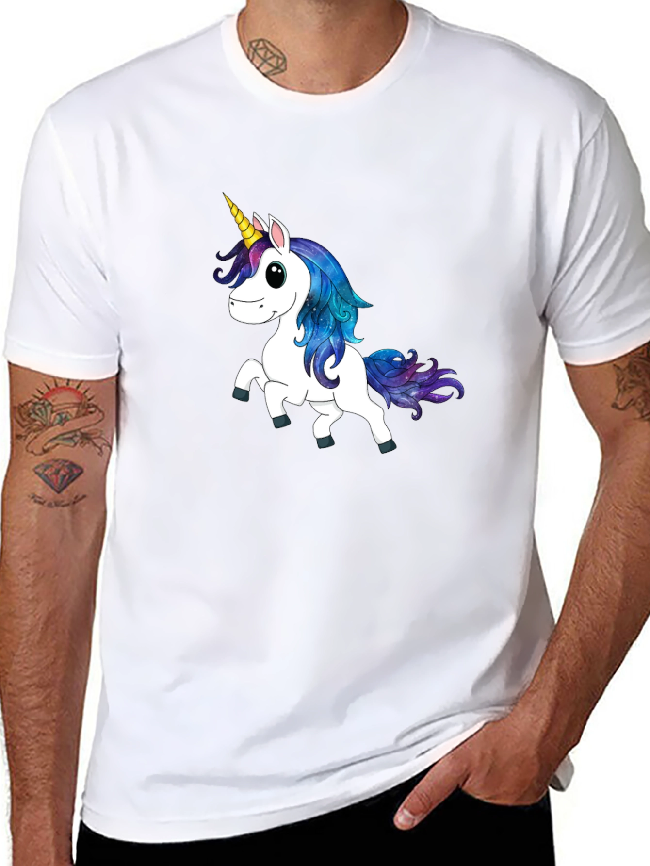 Unicorn Graphic Print Black T-Shirt