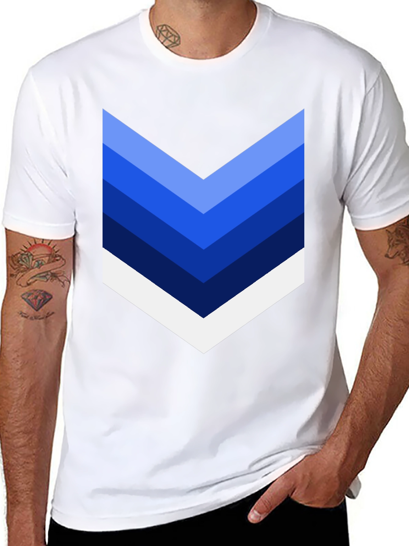 Chevron Stripe Graphic Tee - Casual Style