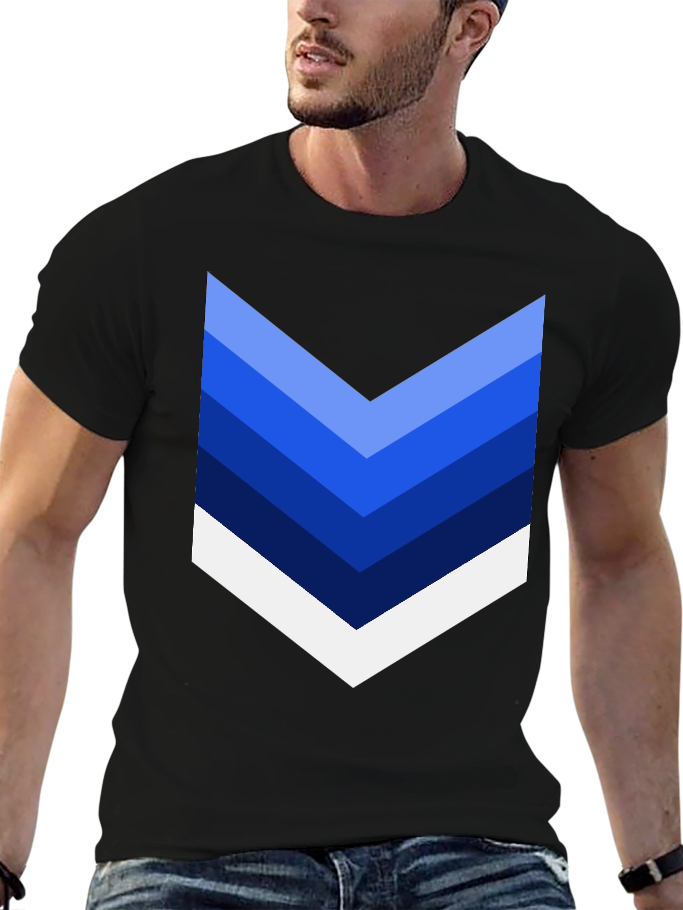Chevron Stripe Graphic Tee - Casual Style
