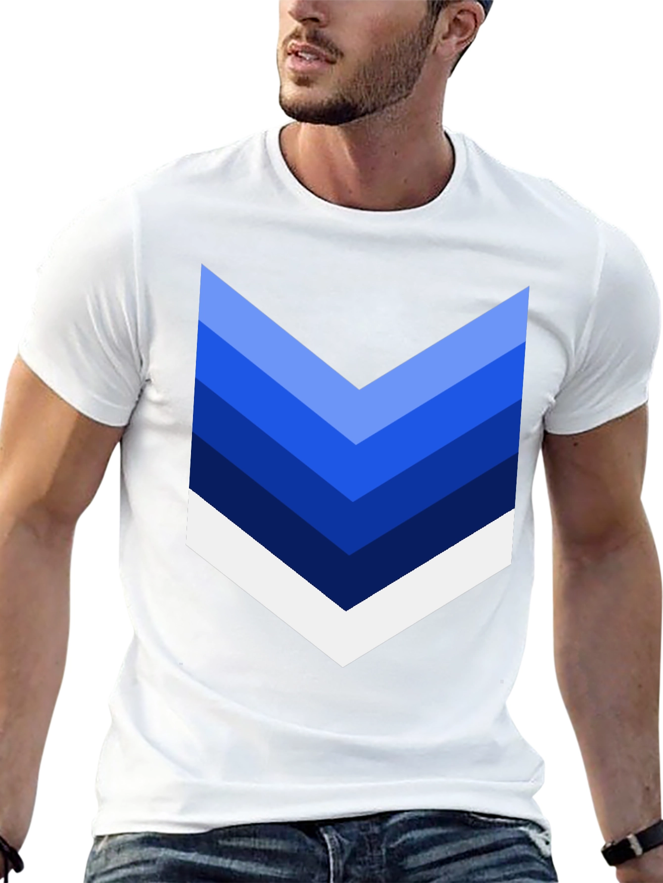 Chevron Stripe Graphic Tee - Casual Style