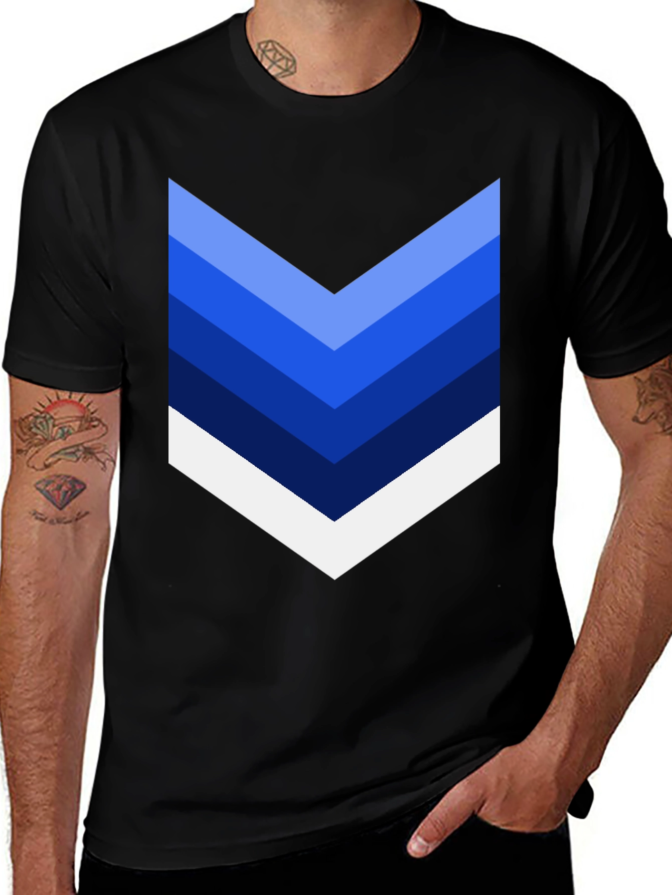 Chevron Stripe Graphic Tee - Casual Style