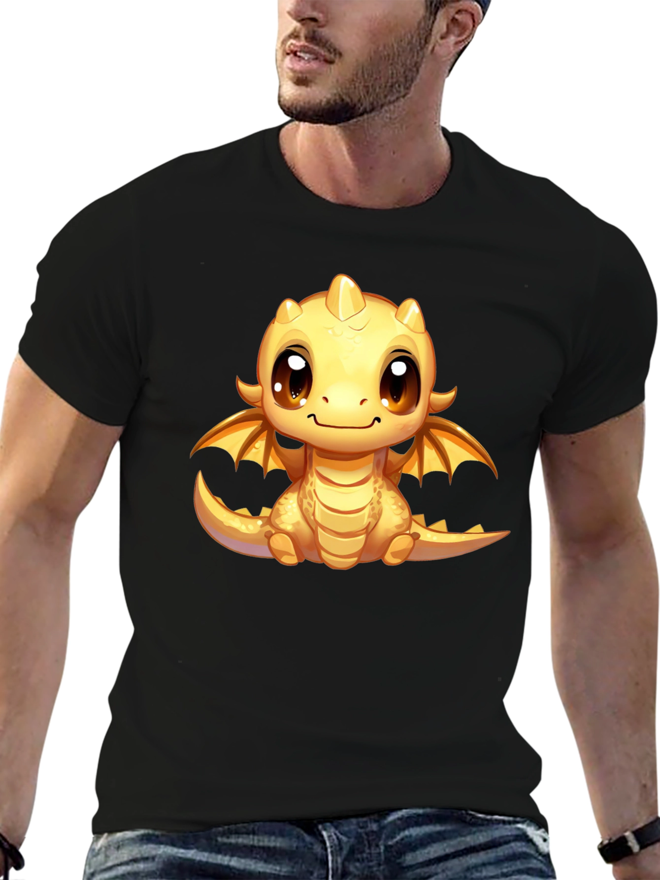 Cute Dragon Graphic Tee - Unisex Black T-Shirt
