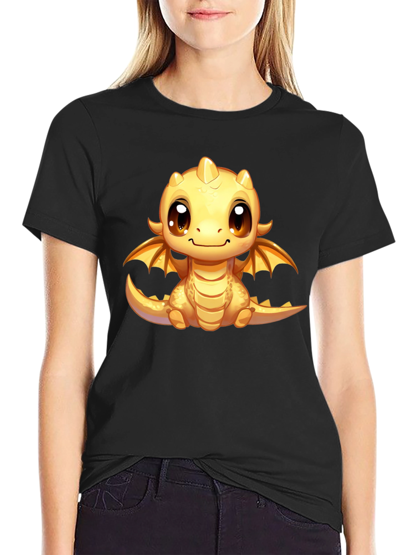 Cute Dragon Graphic Tee - Unisex Black T-Shirt