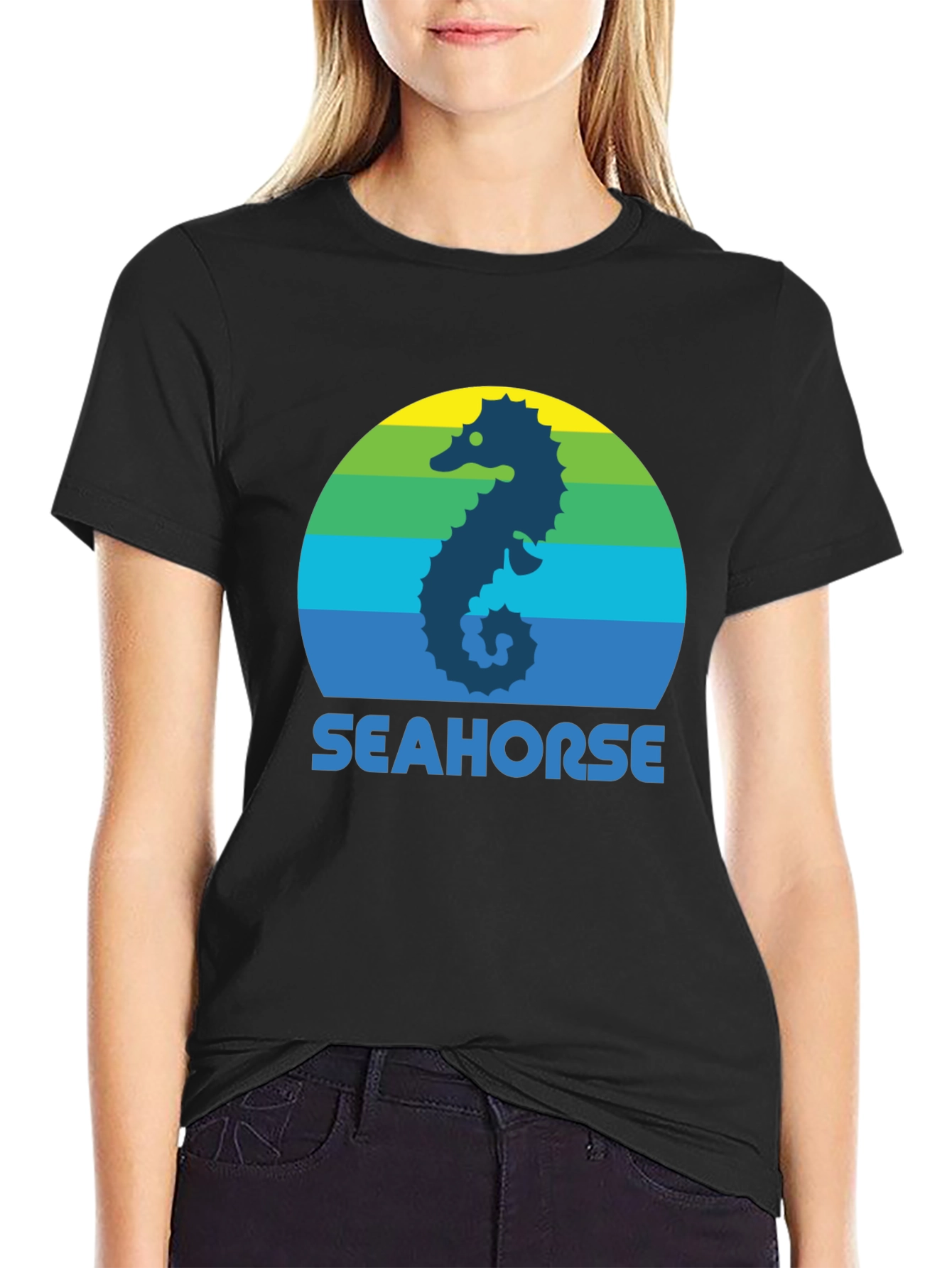 Seahorse Graphic Tee - Retro Style