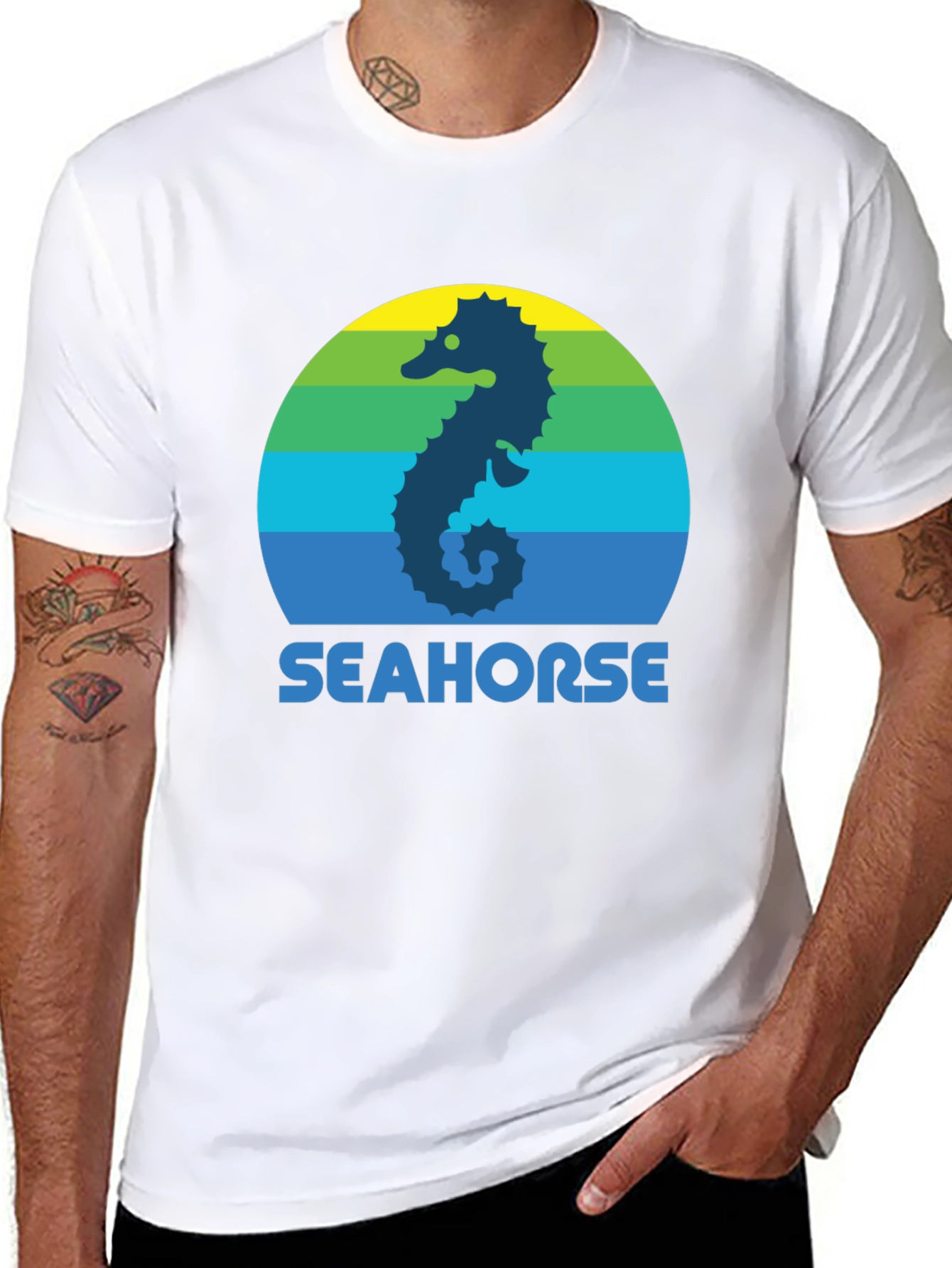 Seahorse Graphic Tee - Retro Style