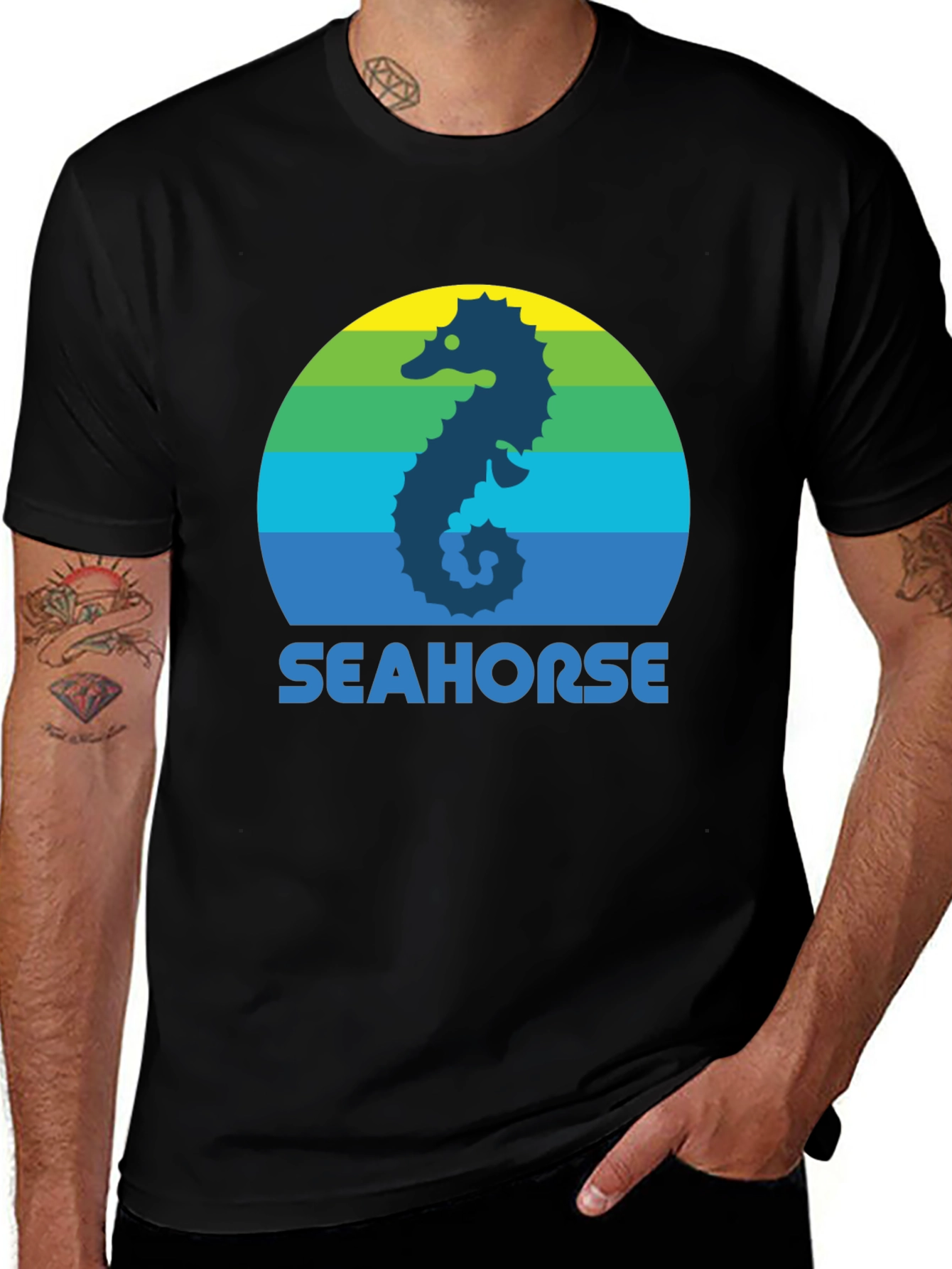 Seahorse Graphic Tee - Retro Style
