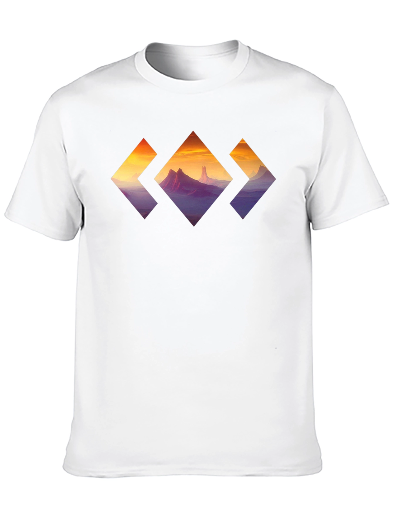Mountain Sunset Diamond Graphic Tee - Stylish Black T-Shirt