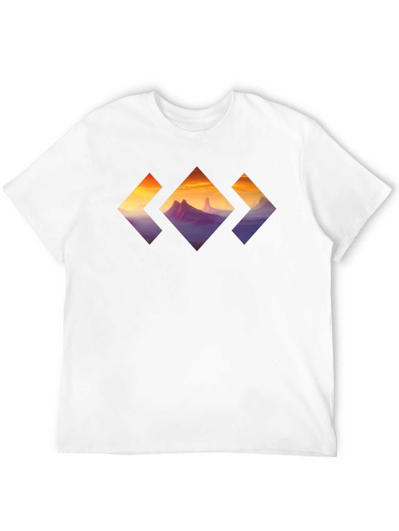 Mountain Sunset Diamond Graphic Tee - Stylish Black T-Shirt
