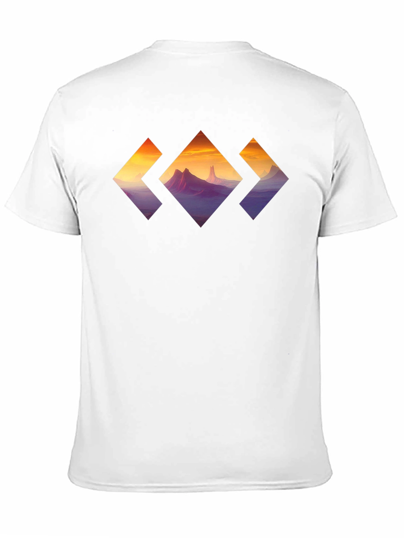 Mountain Sunset Diamond Graphic Tee - Stylish Black T-Shirt