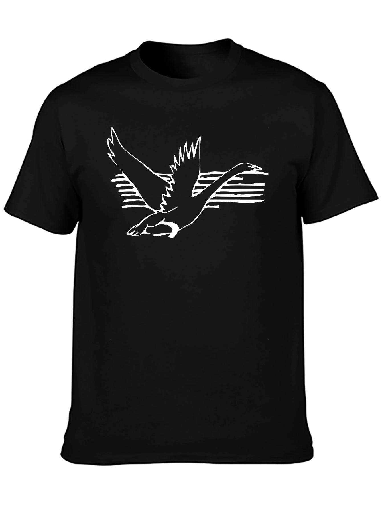 Flying Swan Graphic Black T-Shirt