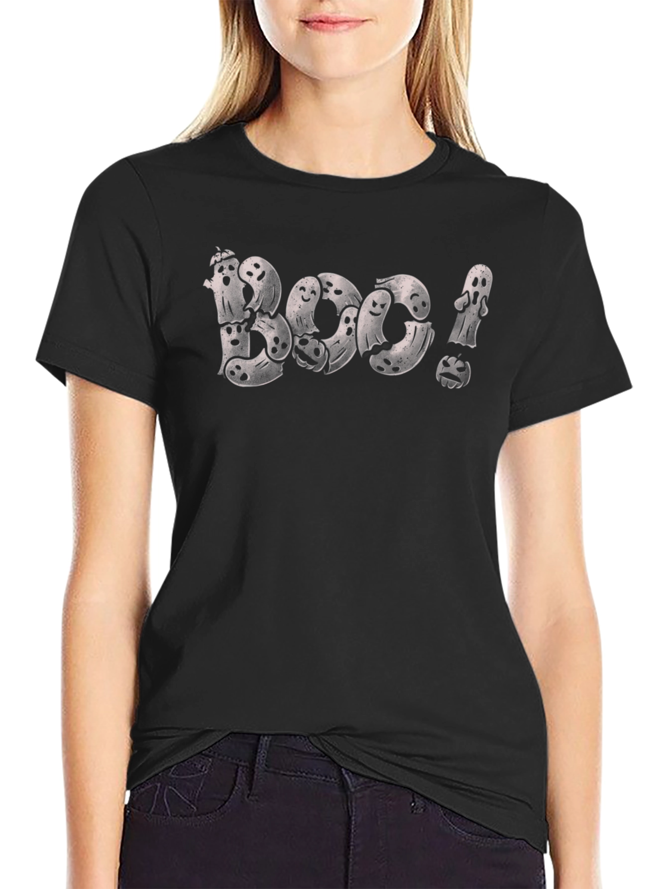 Spooky Boo! Ghost Graphic Tee - Halloween Fun
