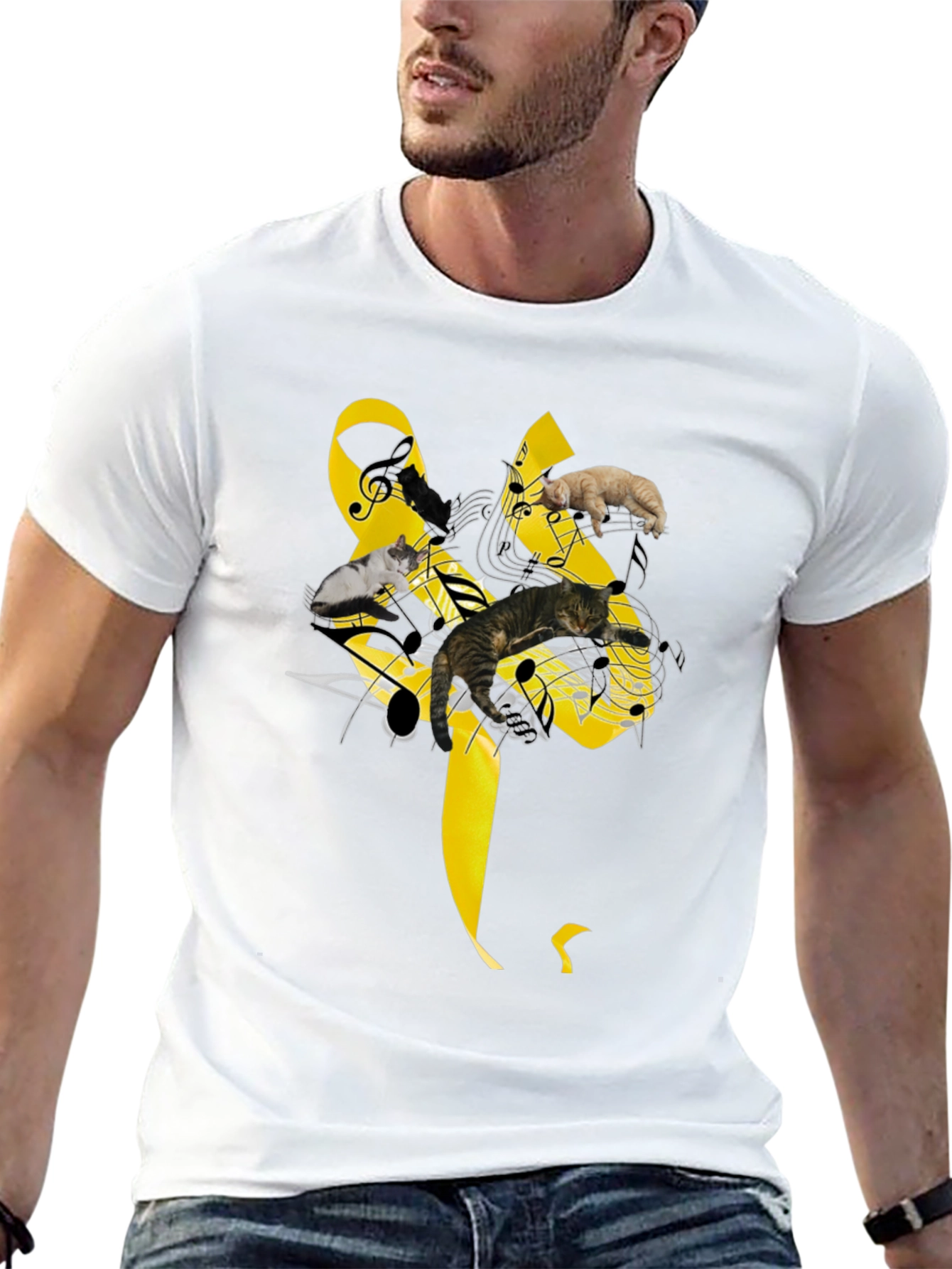 Music Cats T-Shirt - Black Whimsical Design