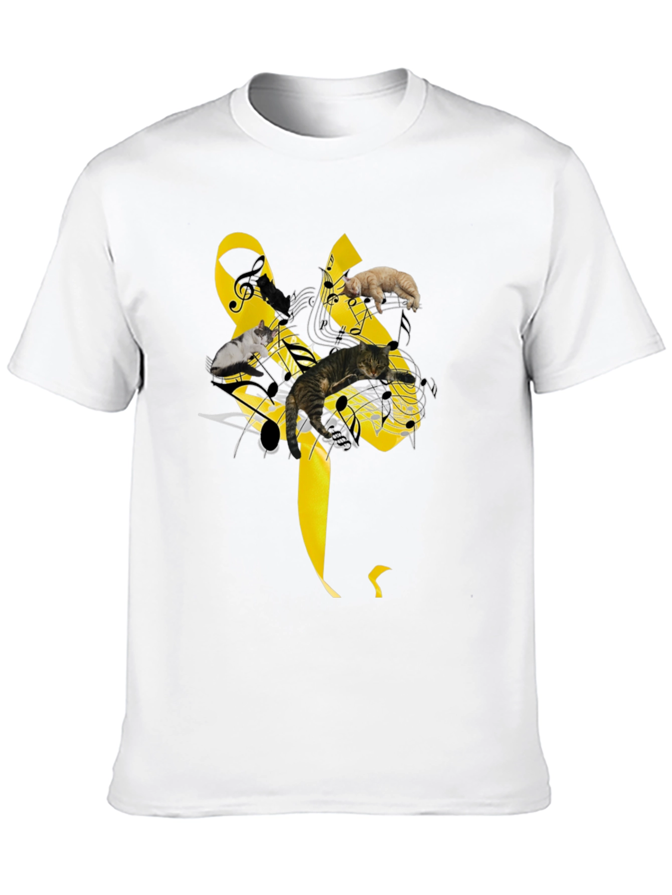Music Cats T-Shirt - Black Whimsical Design