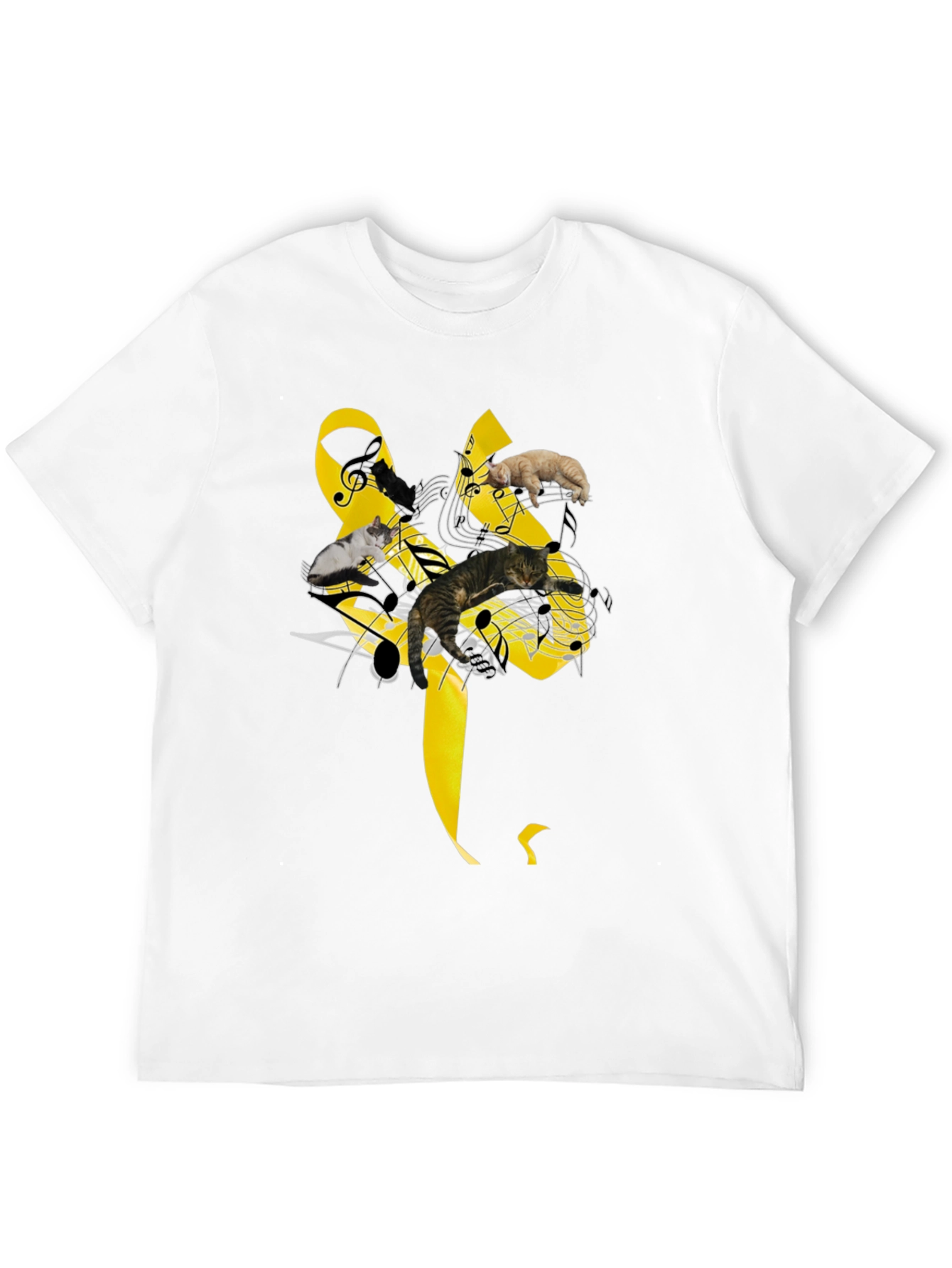Music Cats T-Shirt - Black Whimsical Design