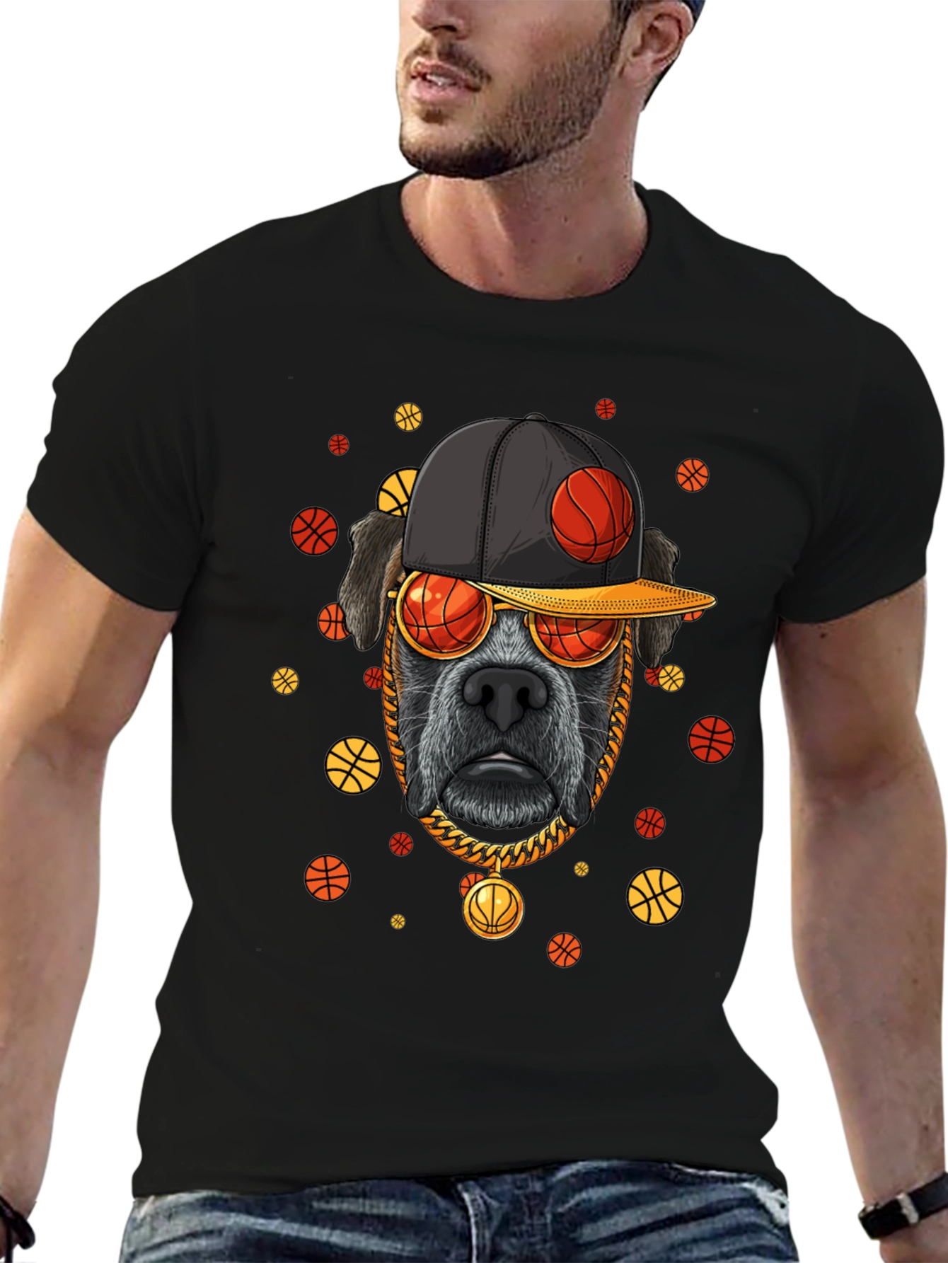Dog with Basketball Cap T-Shirt