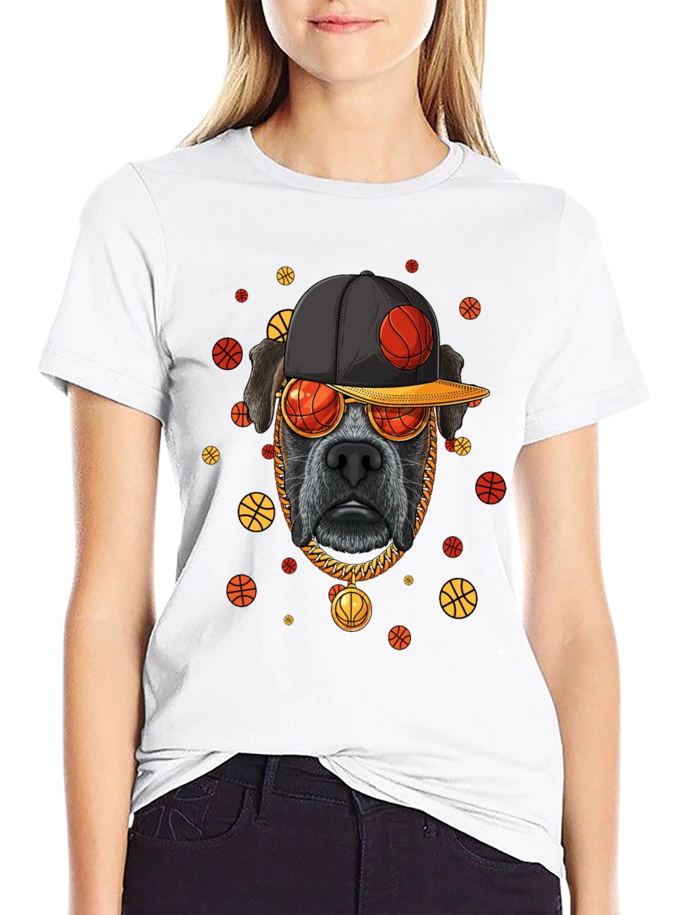 Dog with Basketball Cap T-Shirt