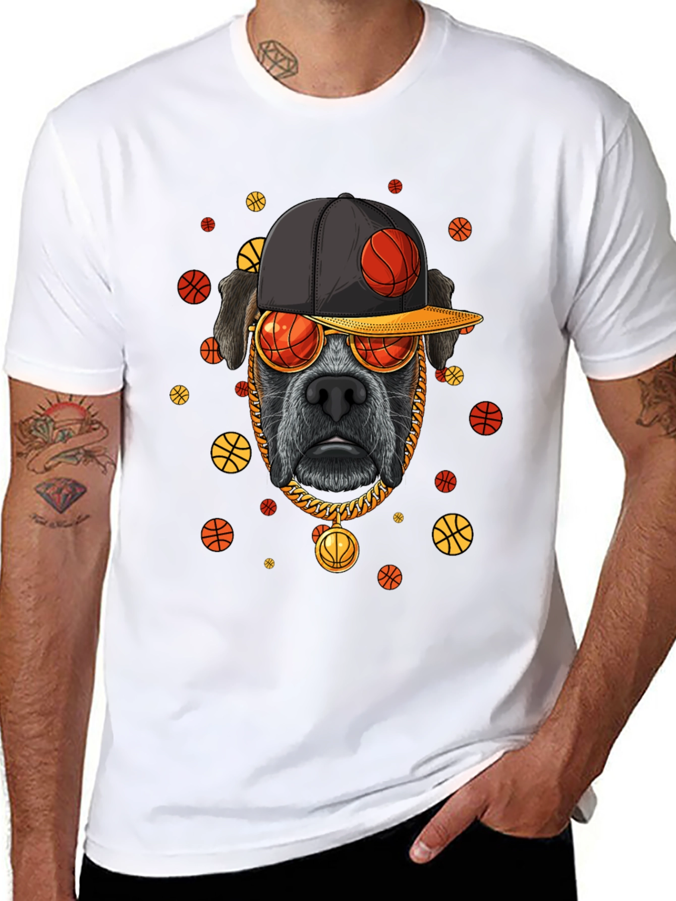 Dog with Basketball Cap T-Shirt